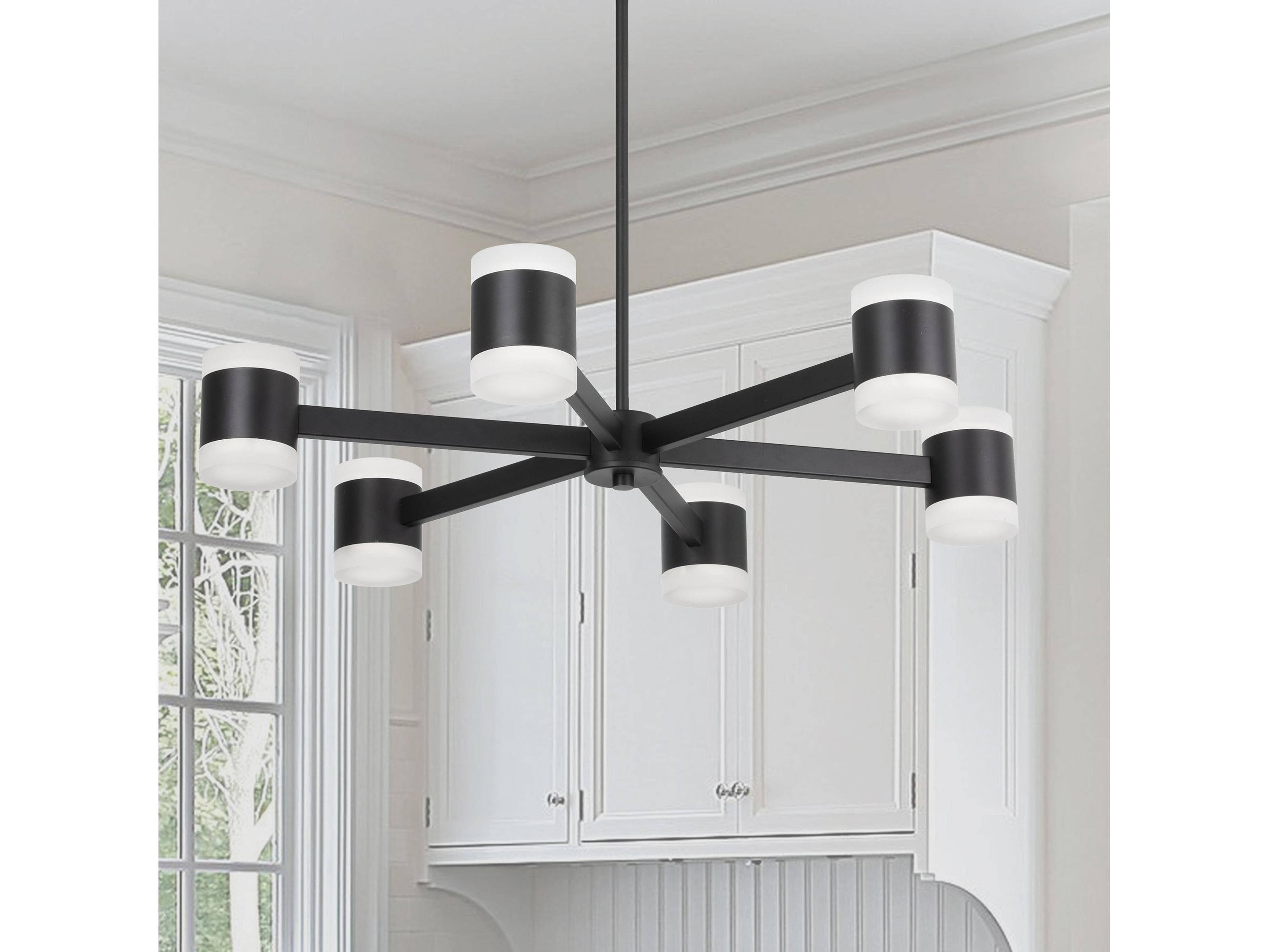 Dainolite Wilson 12-Light Matte Black Cylinder Geometric Chandelier