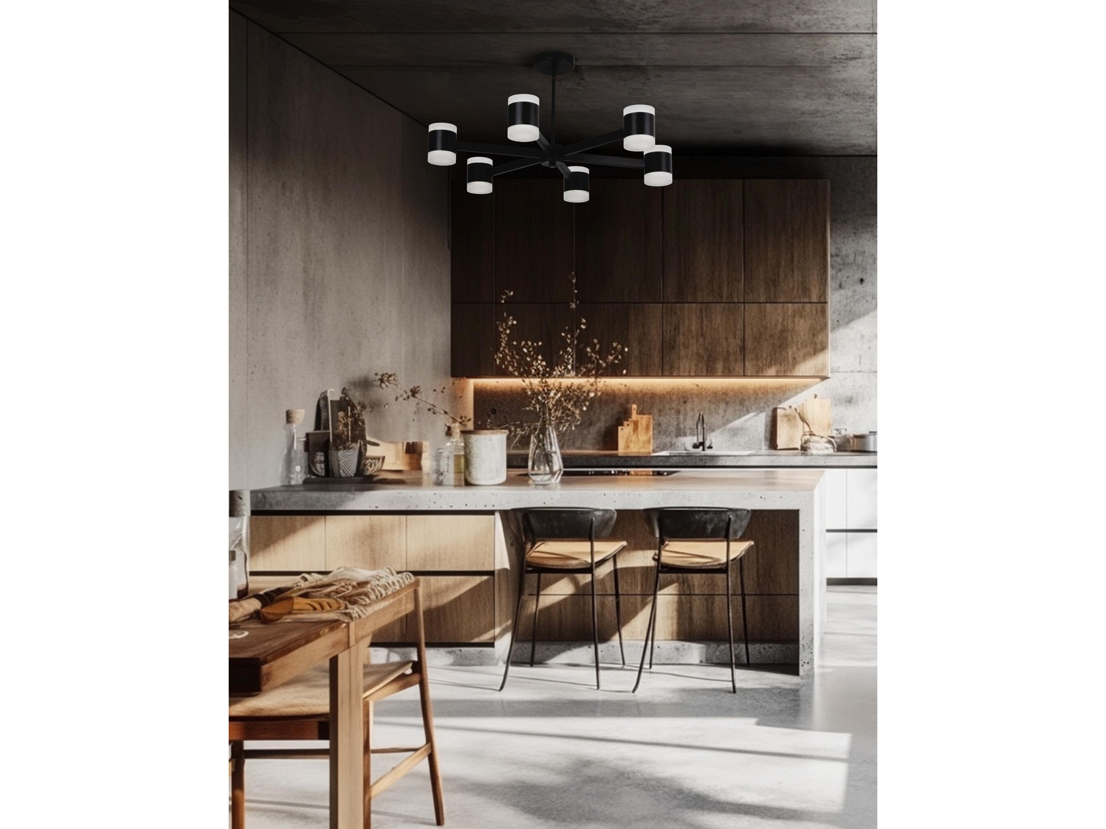 Dainolite Wilson 12-Light Matte Black Cylinder Geometric Chandelier