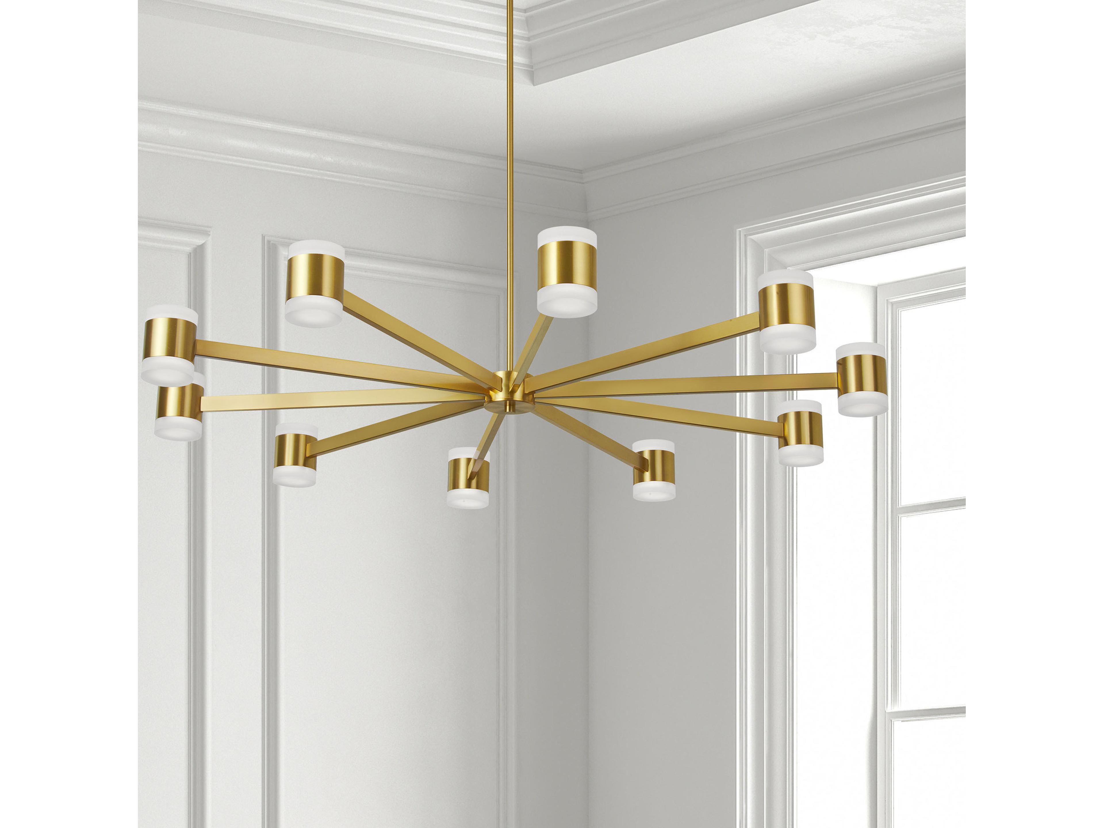 Dainolite Wilson 20-Light Aged Brass Cylinder Geometric Chandelier