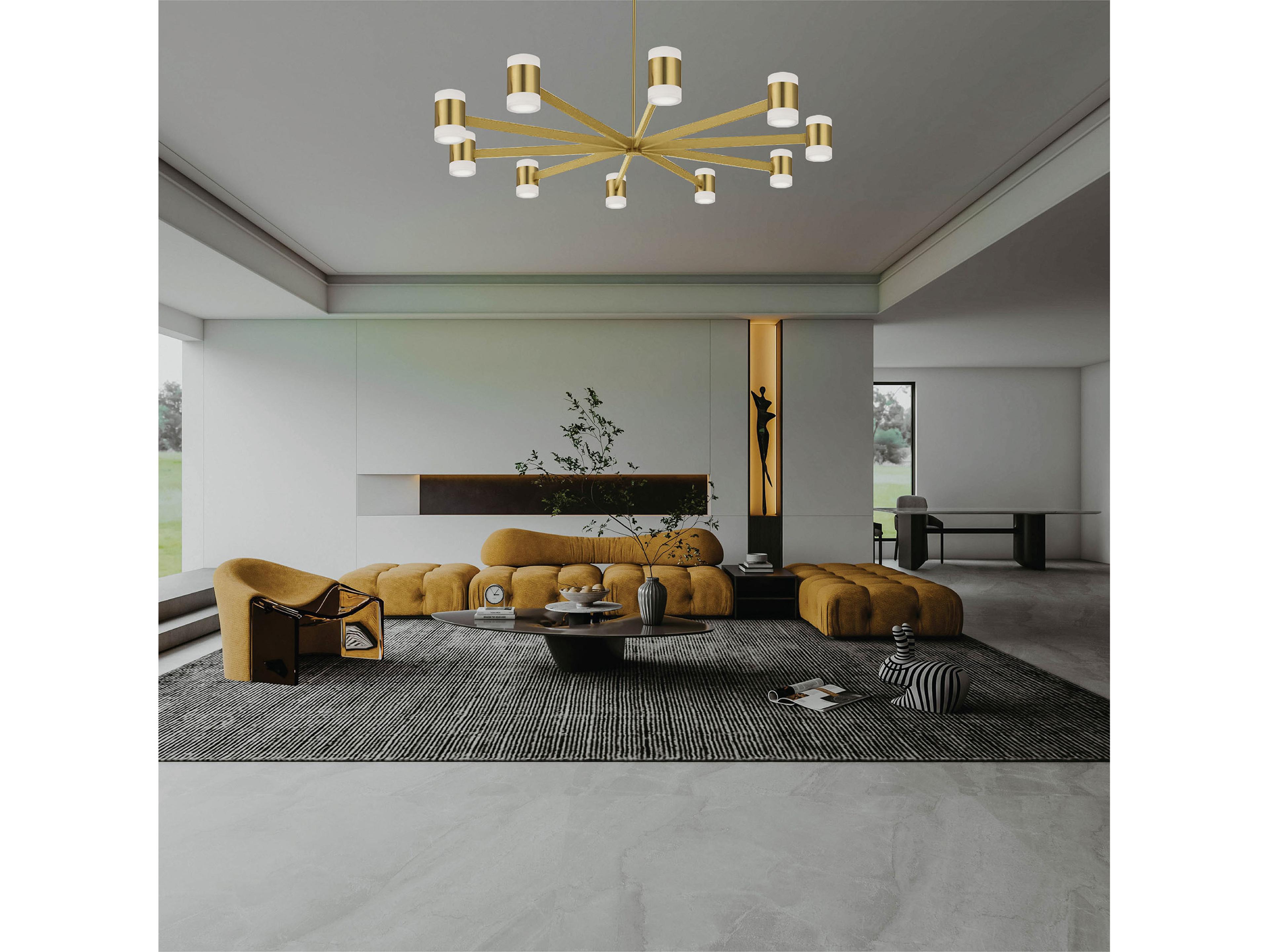 Dainolite Wilson 20-Light Aged Brass Cylinder Geometric Chandelier