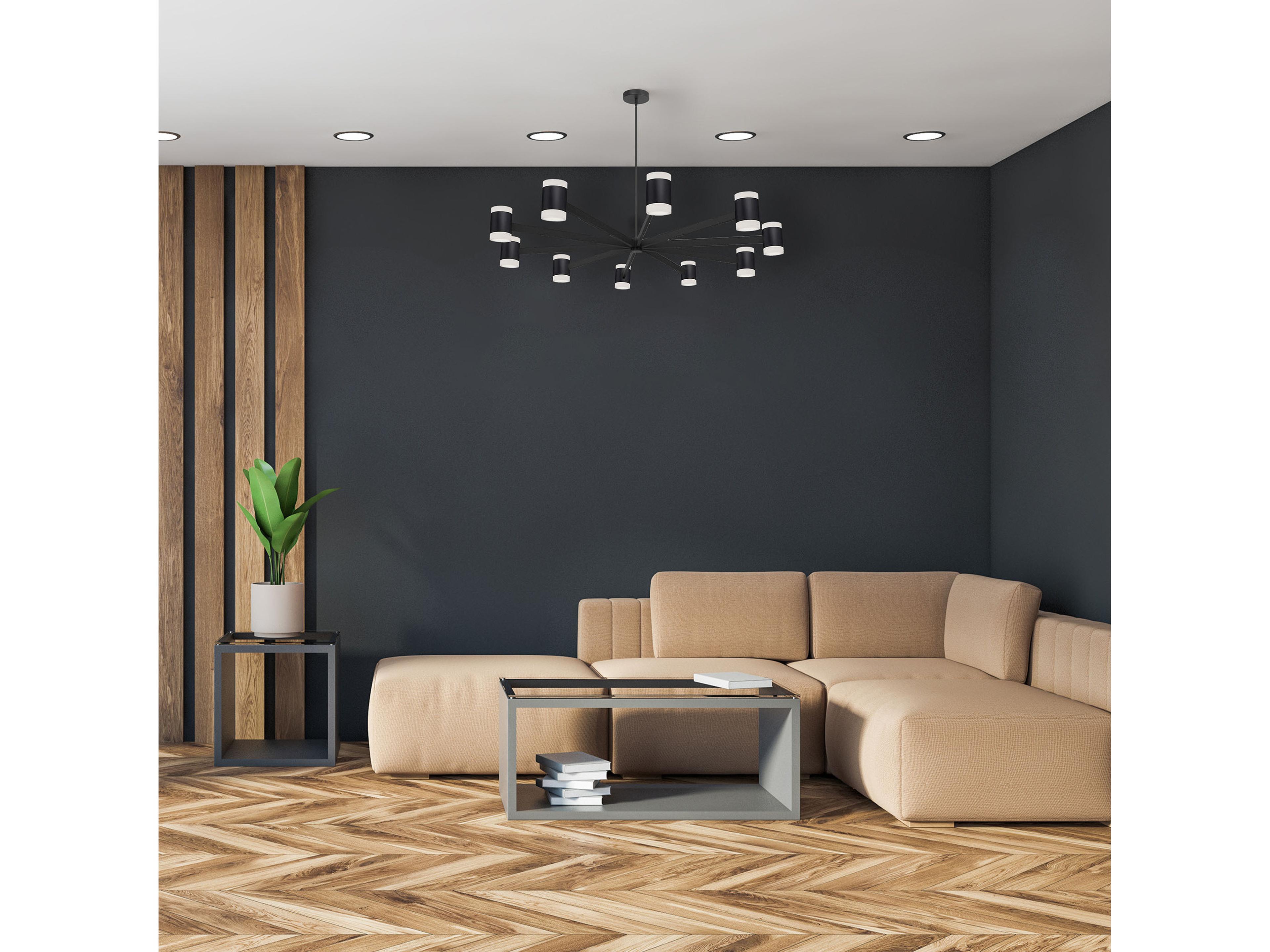 Dainolite Wilson 20-Light Matte Black Cylinder Geometric Chandelier