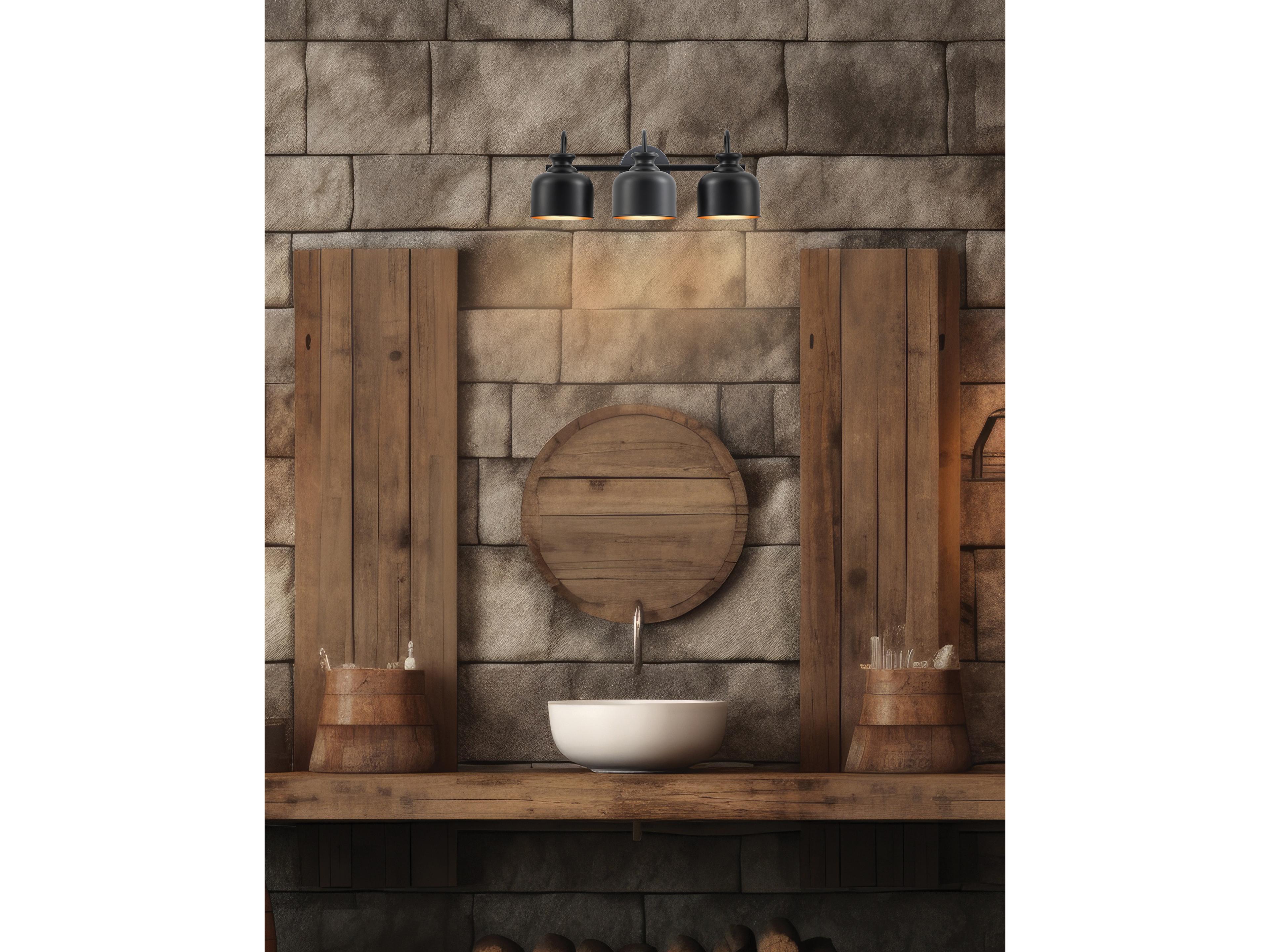 Dainolite Wrigley 3-Light Matte Black Vanity Light