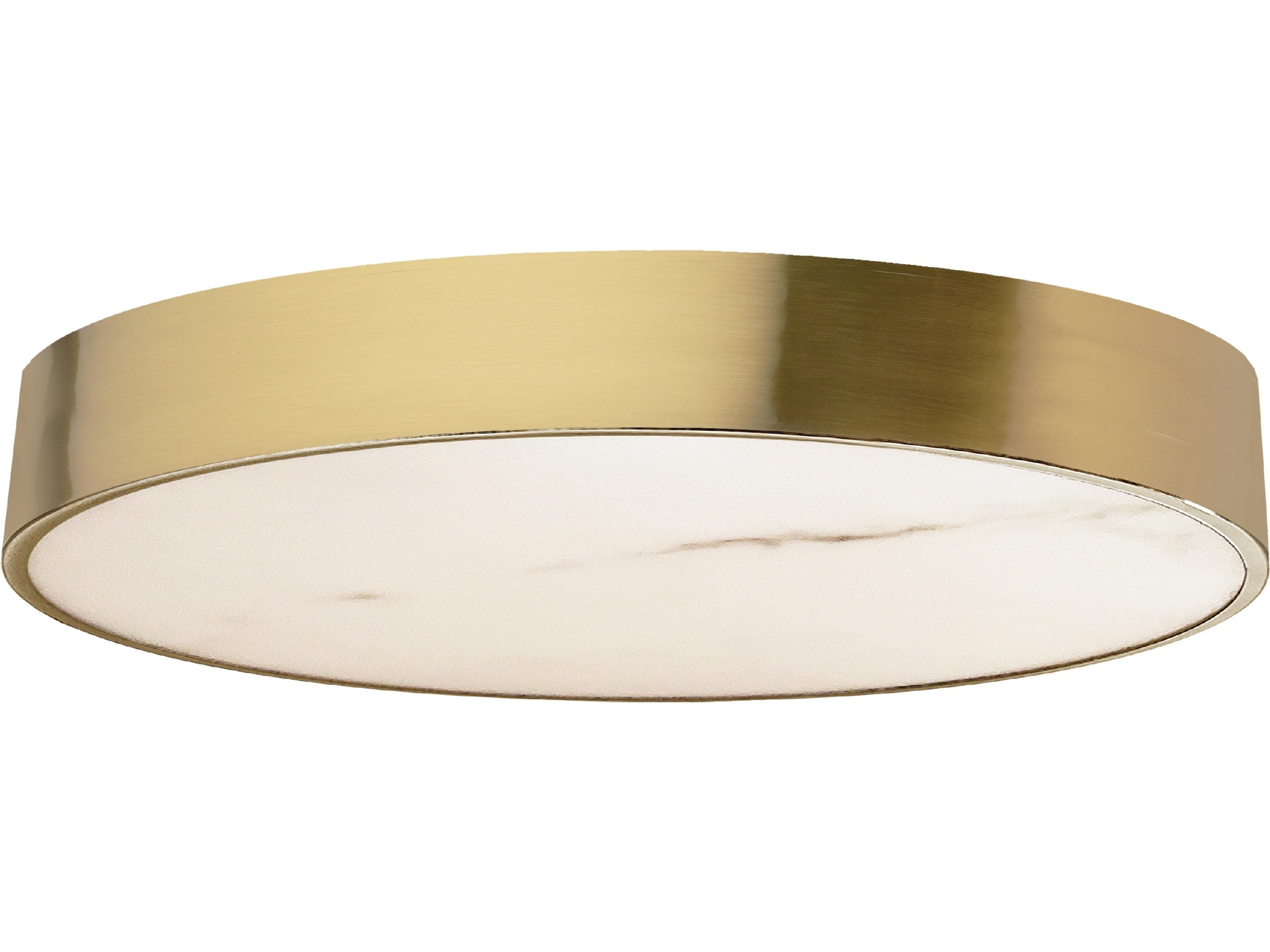 Walsh 1-Light Alabaster Aged Brass Round Flush Mount