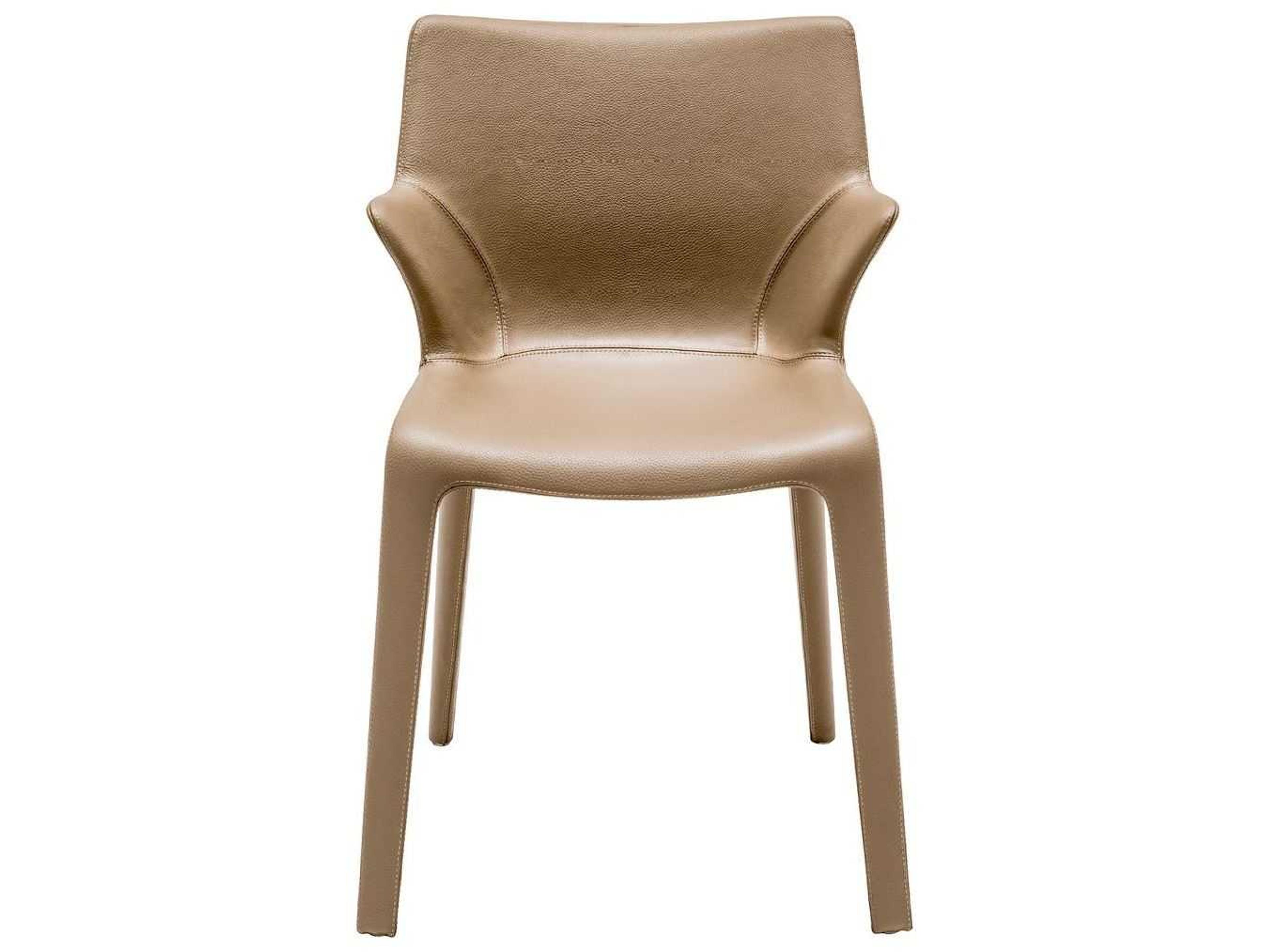 Driade Lou Eat By Phillippe Starck Leather Brown Upholstered Side Dining Chair