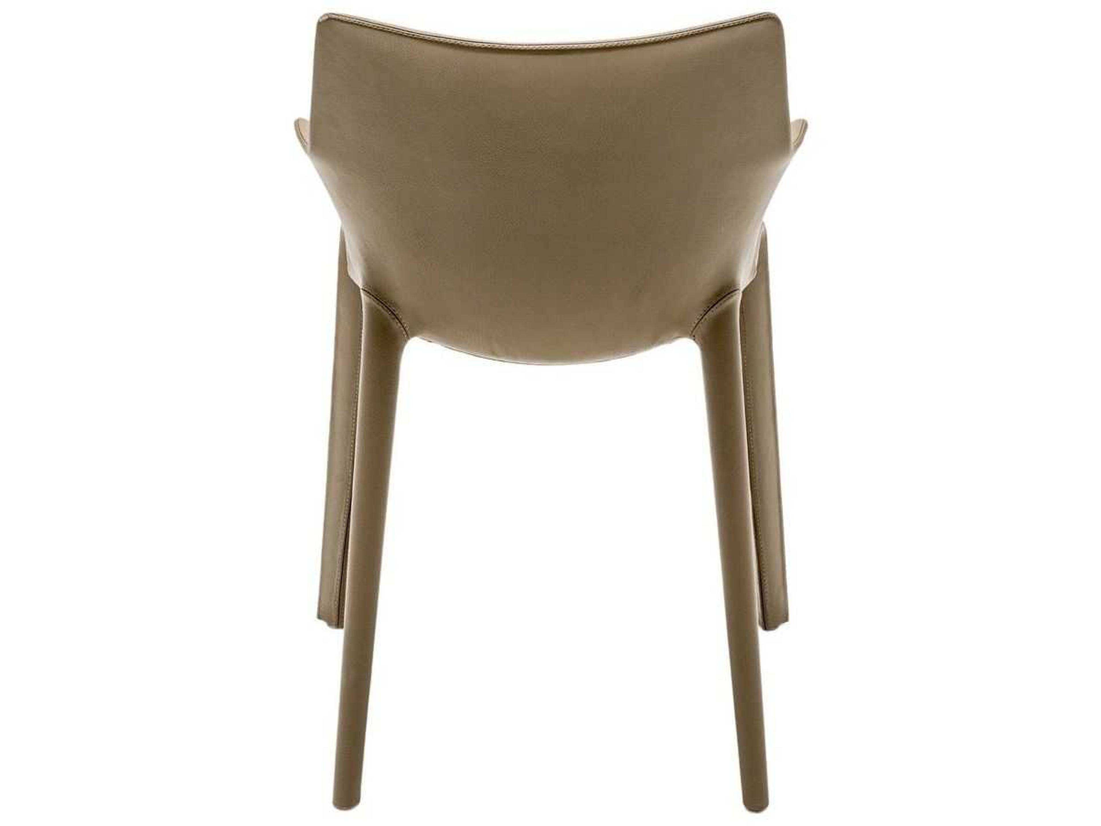 Driade Lou Eat By Phillippe Starck Leather Brown Upholstered Side Dining Chair