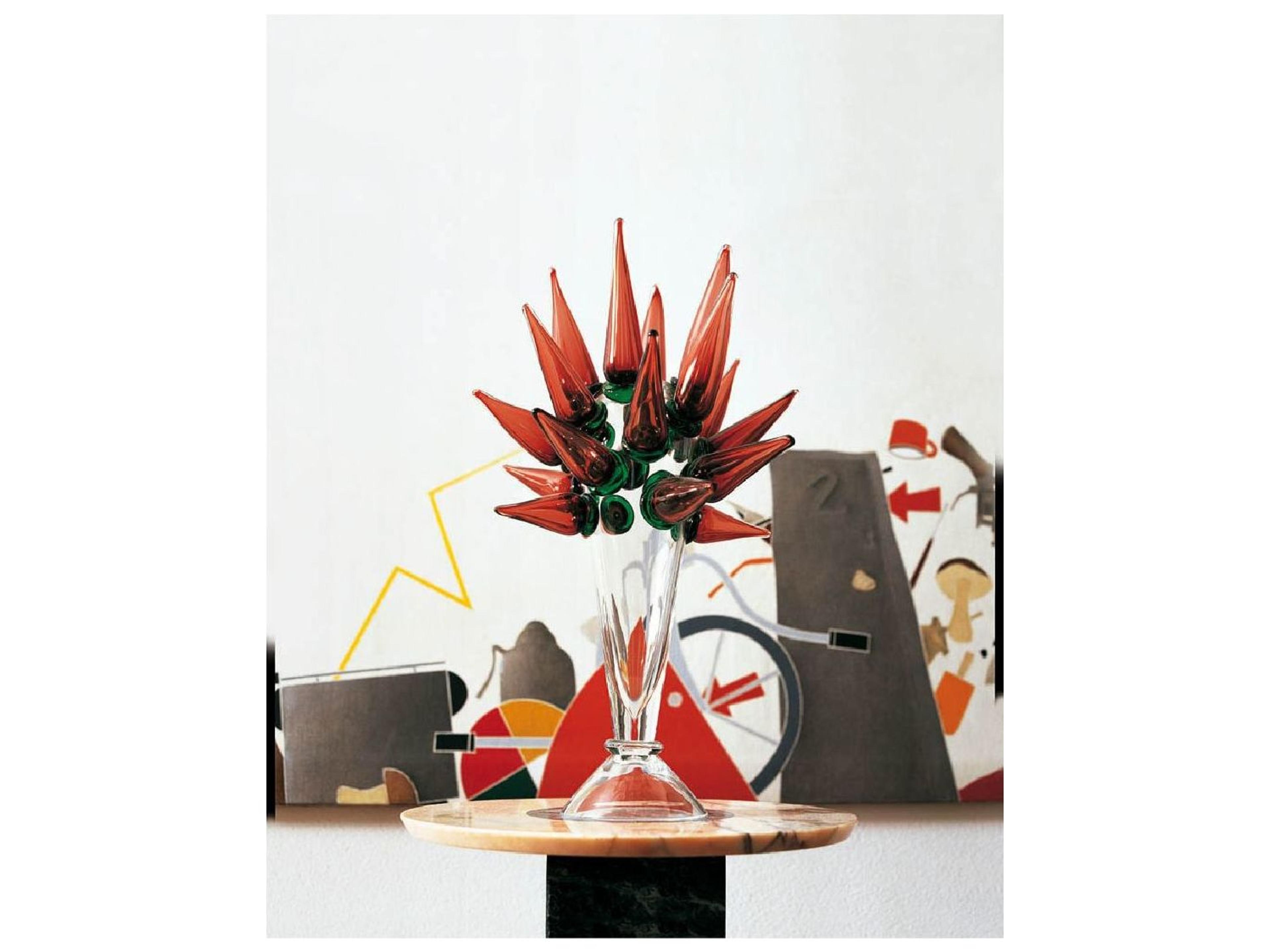 Driade Borek Sipek Maria Pia Glass Vase With Red And Green Decoration