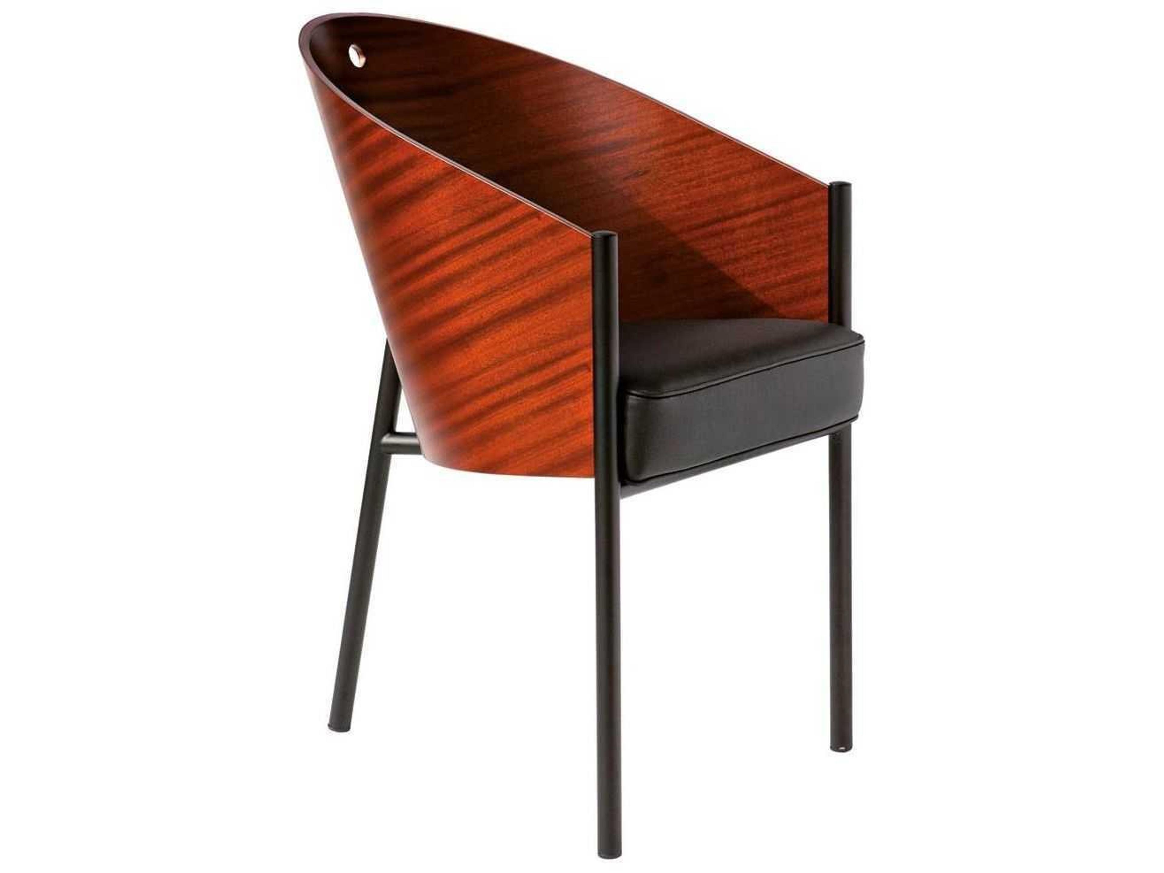 Driade Costes By Phillipe Starck Leather Ply Wood Black Upholstered Arm Dining Chair