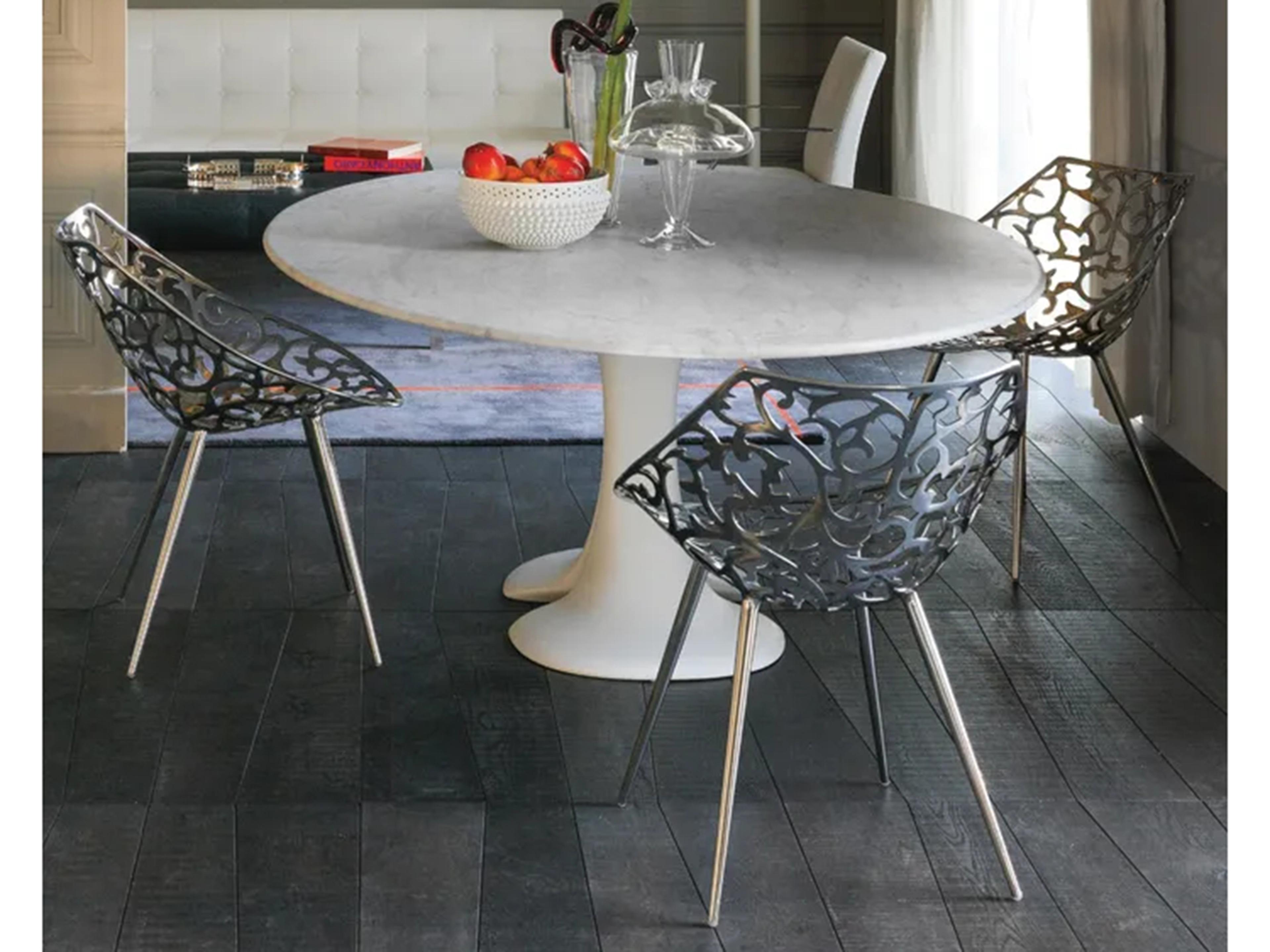 Driade Miss Lacy By Phillippe Starck Silver Side Dining Chair