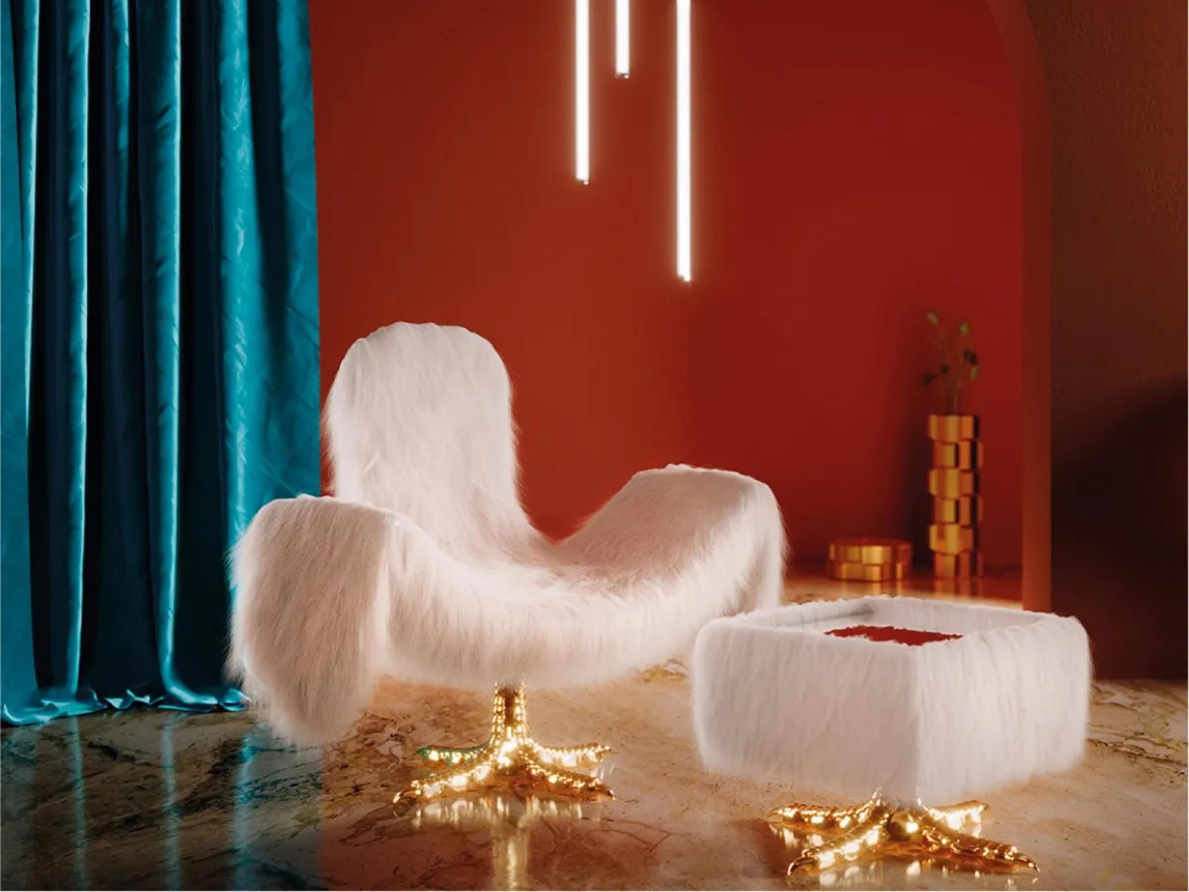 Driade Cocky Gold Fur Accent Chair