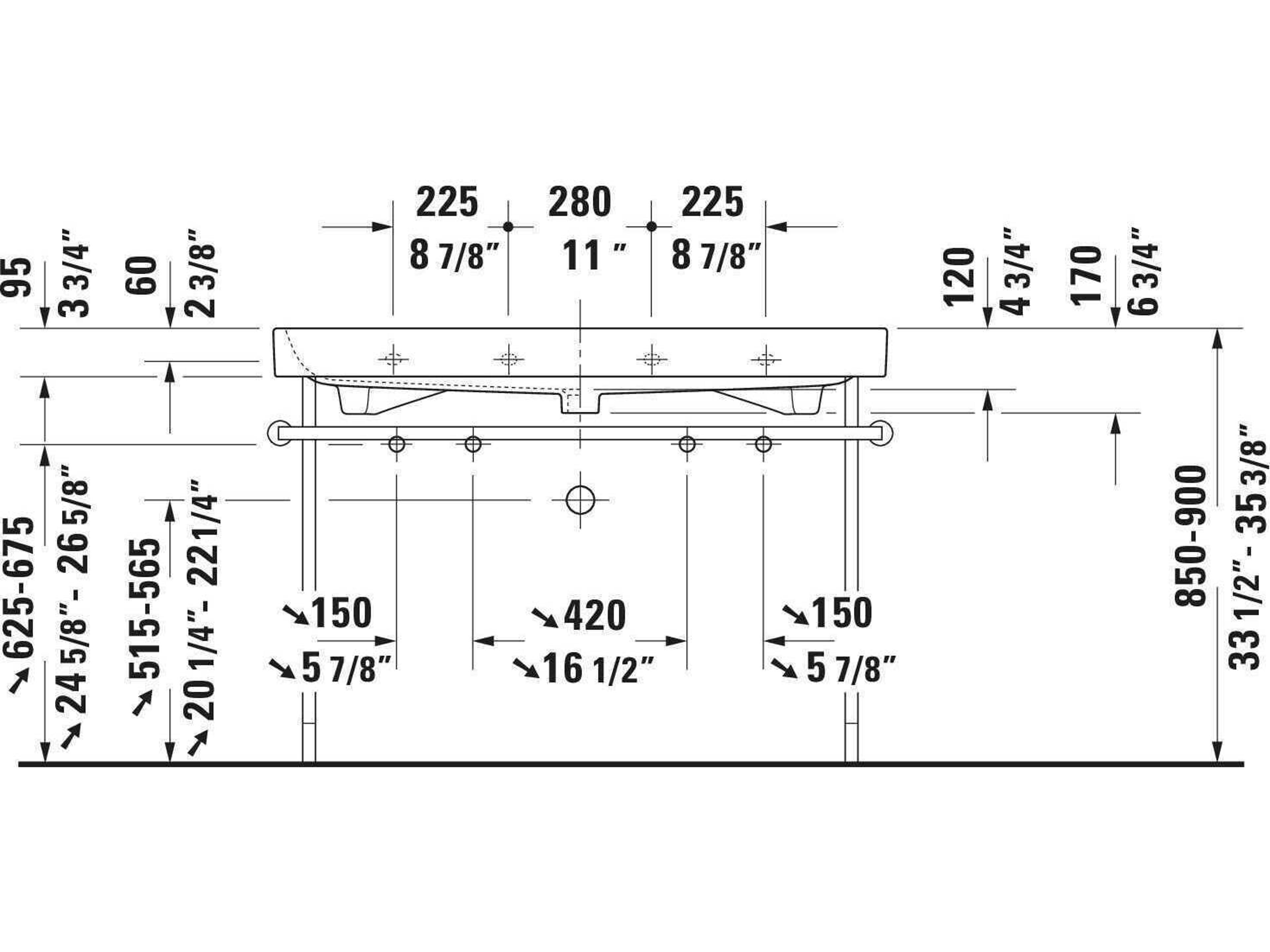 Duravit Happy D.2 47'' Metal Polished Chrome Console Vanity