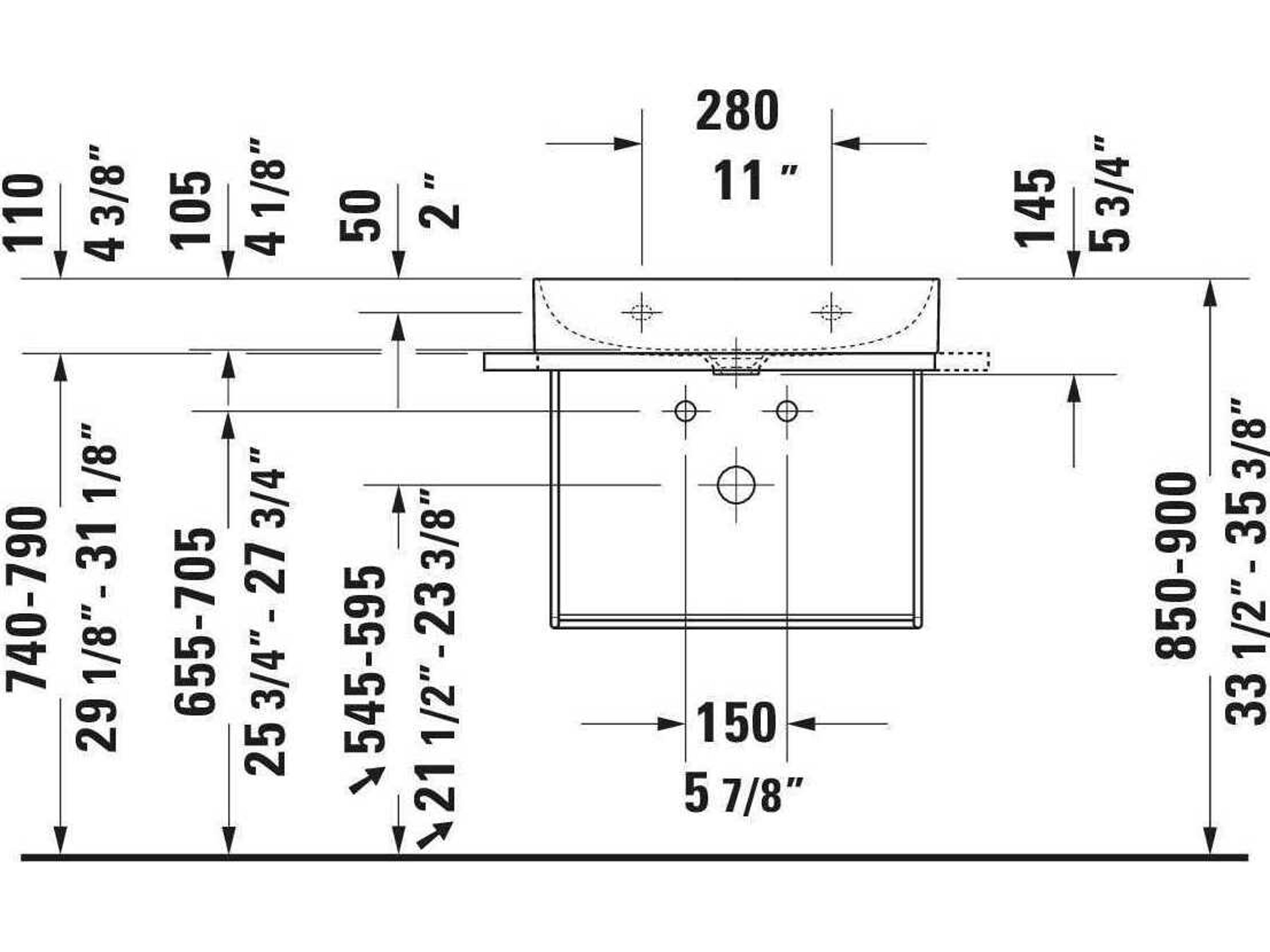 Duravit Durasquare 26'' Freestanding Black Console