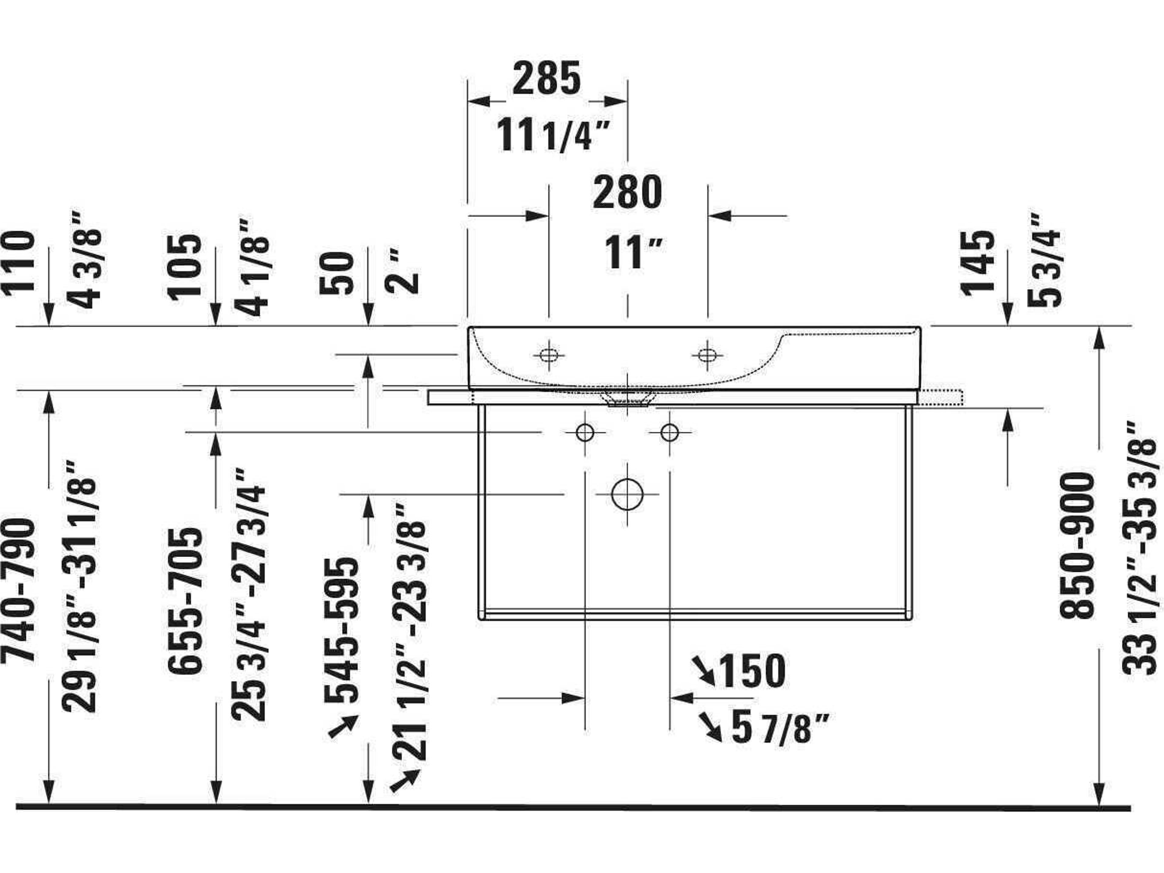 Duravit Durasquare 34'' Freestanding Chrome Console