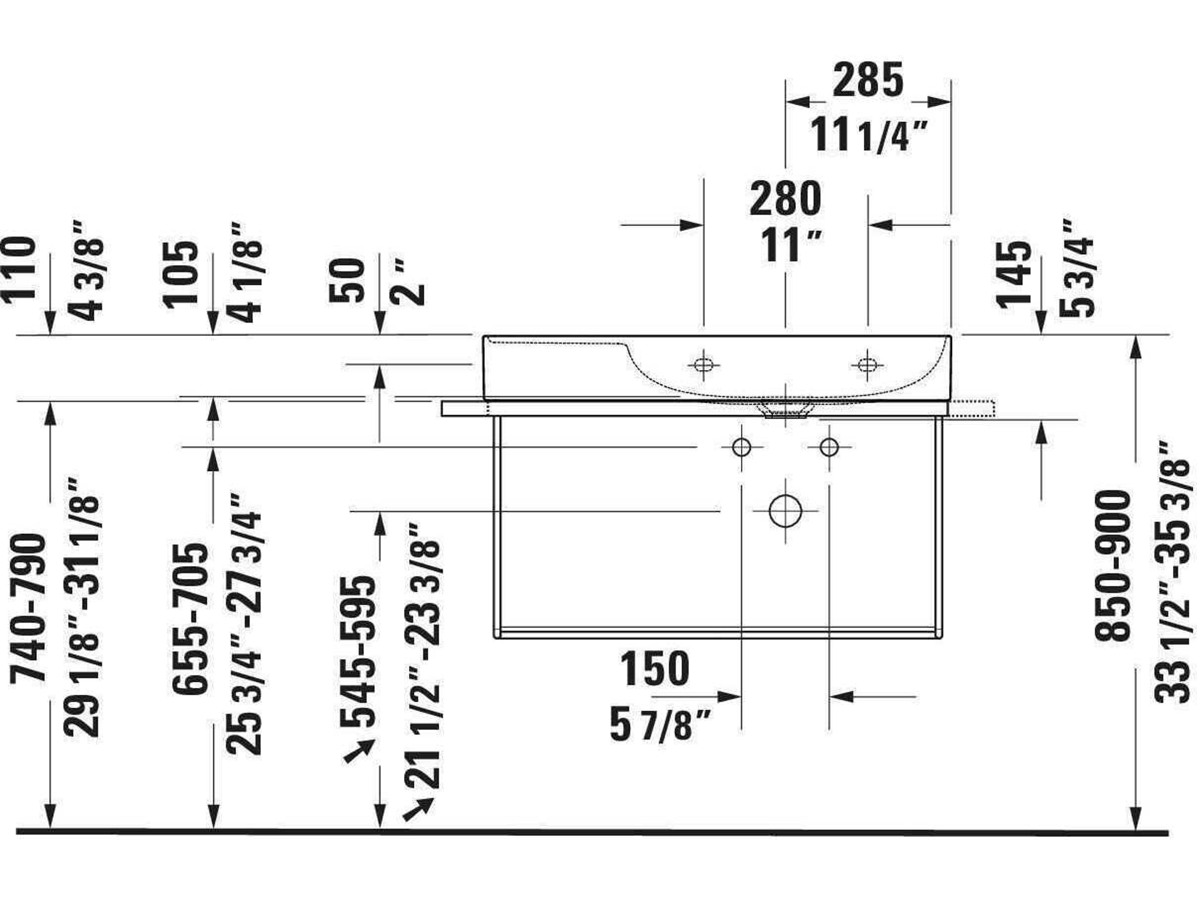 Duravit Durasquare 34'' Freestanding Black Console