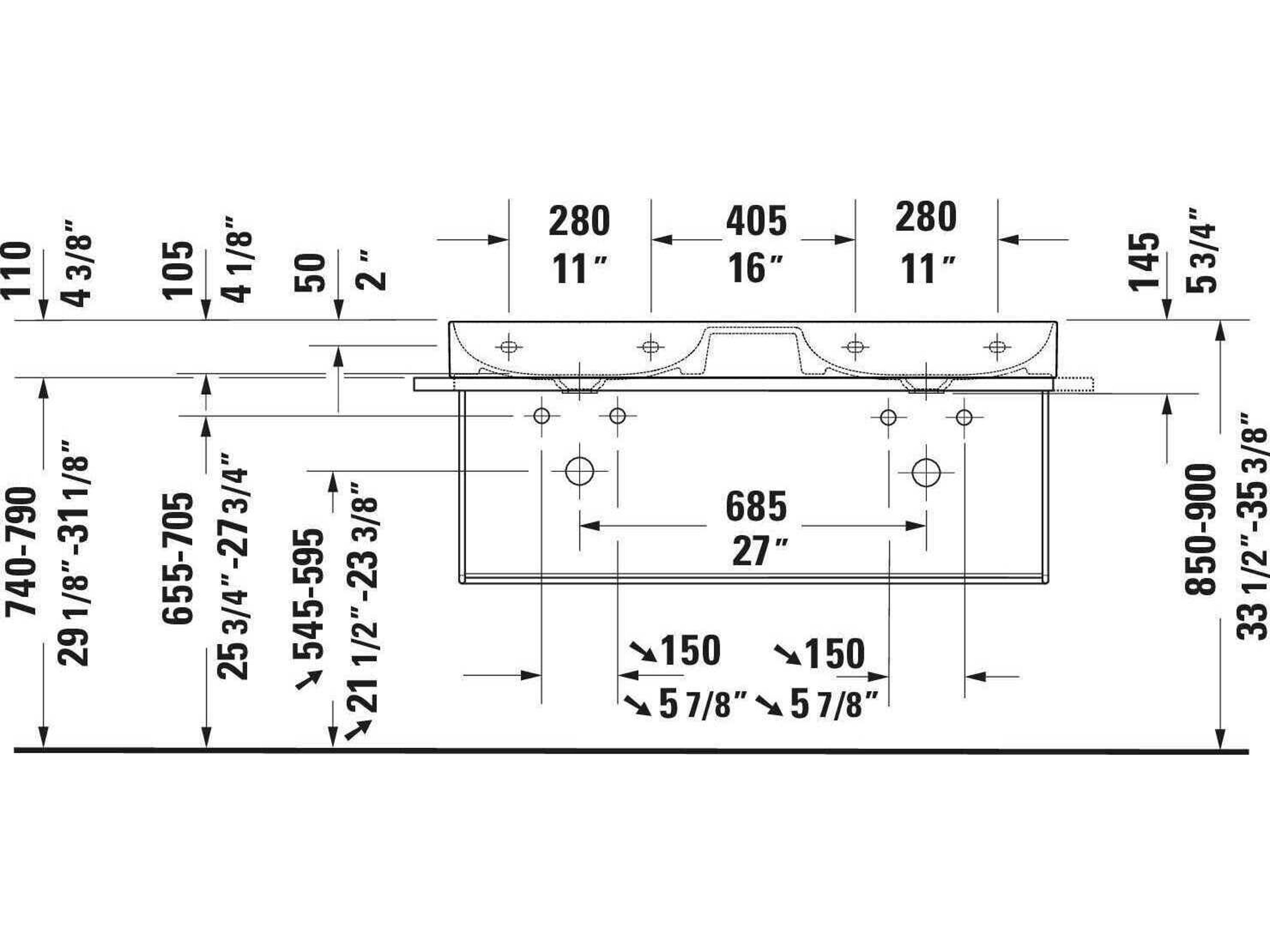 Duravit Durasquare 50'' Freestanding Black Console