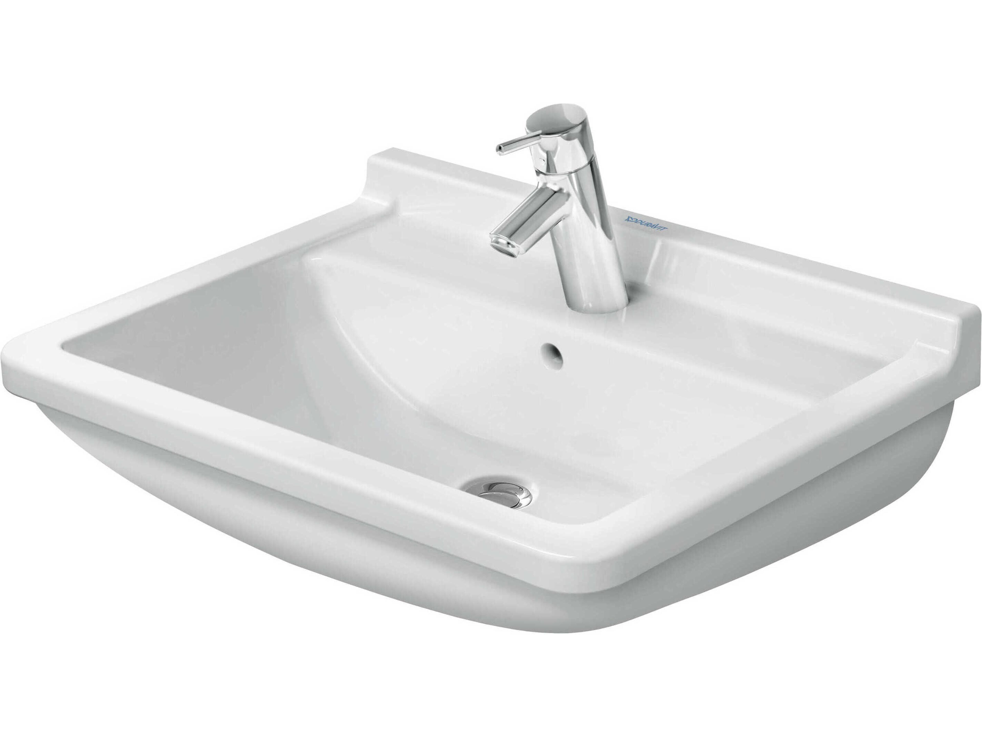 Starck 3 24'' Ceramic White High Gloss Sink with 1 Faucet Hole