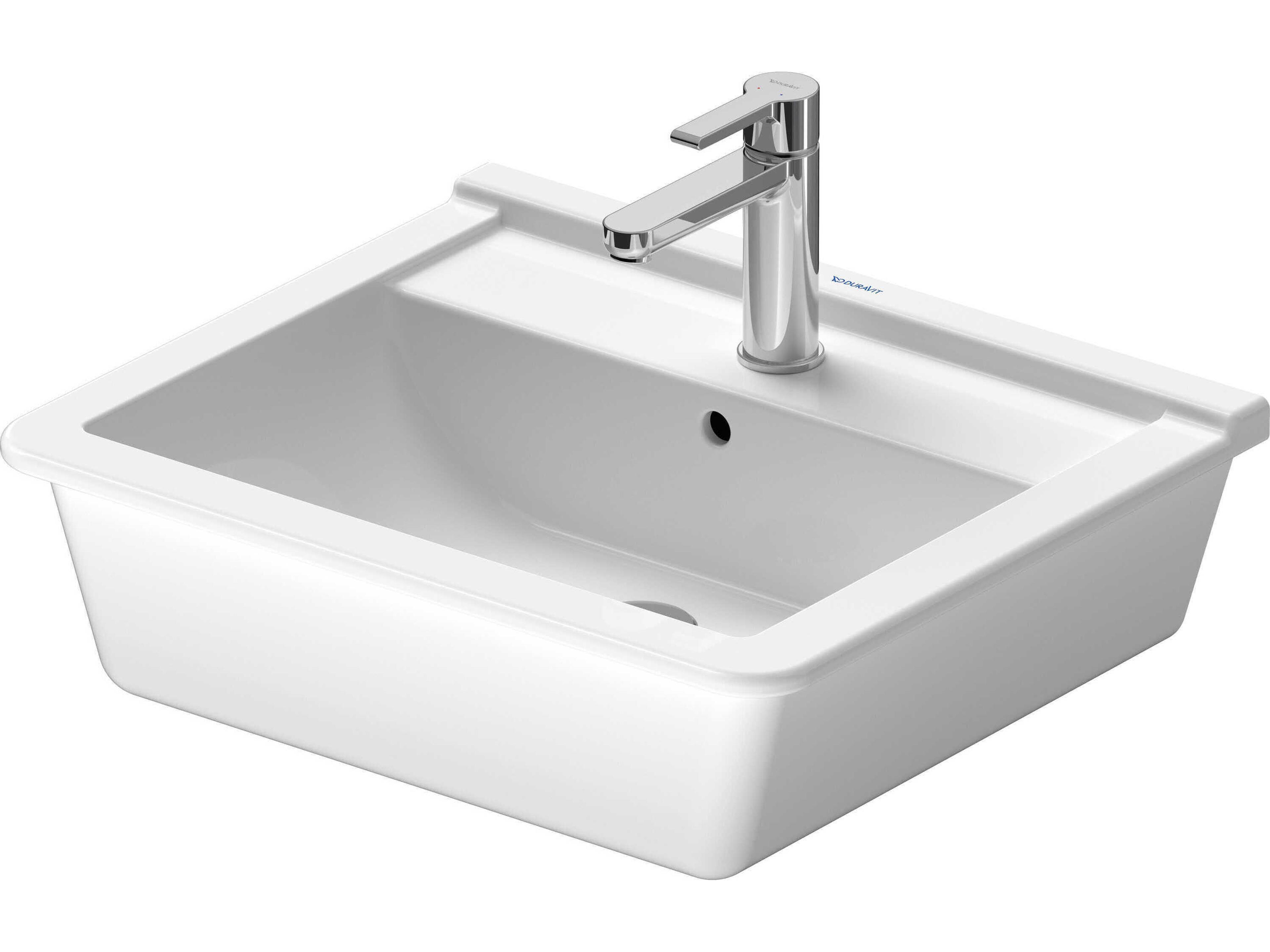 Starck 3 22'' Ceramic White High Gloss Undermount Sink with 1 Faucet Hole