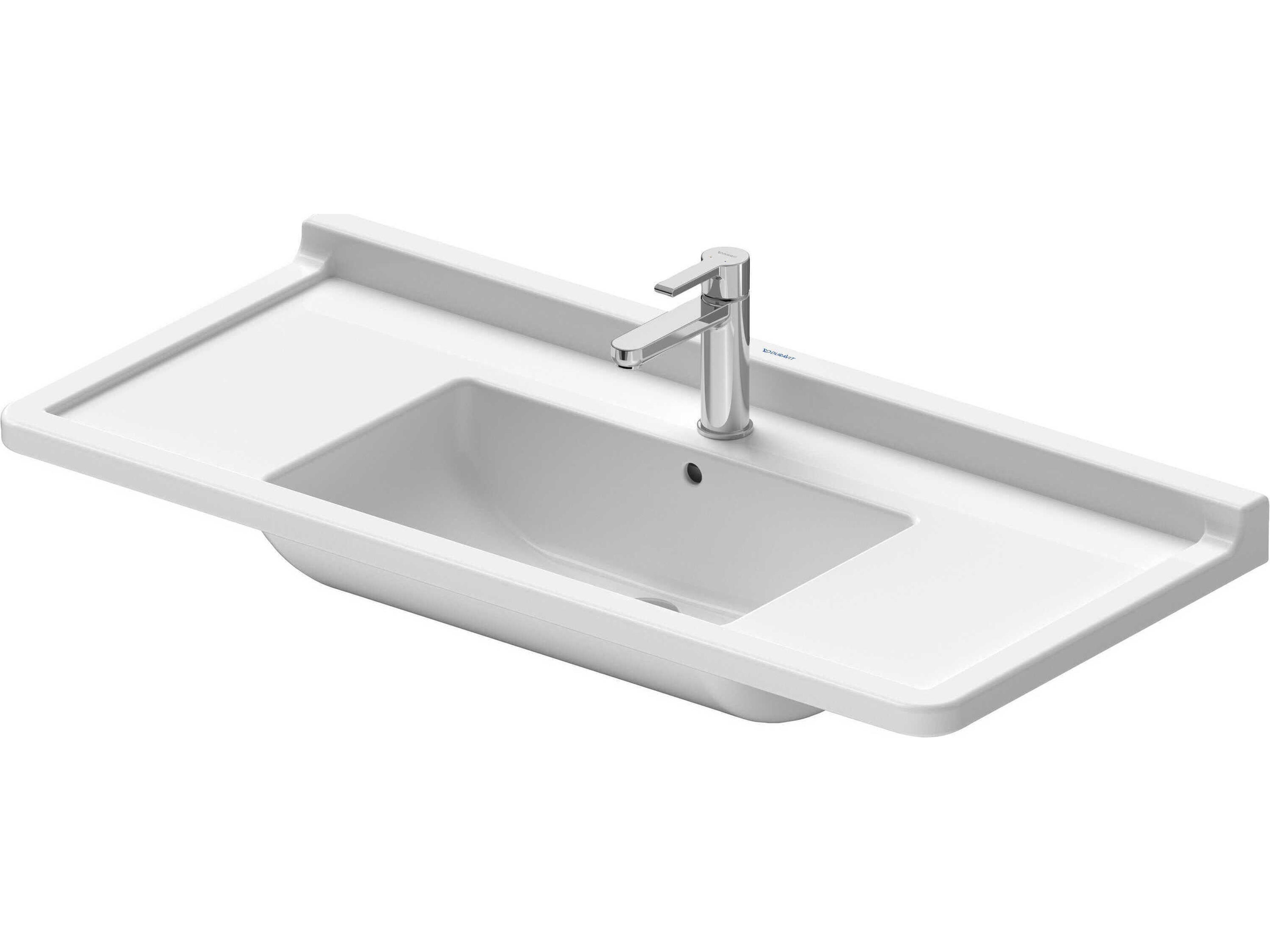 Starck 3 41'' Ceramic White High Gloss Sink with 3 Faucet Hole