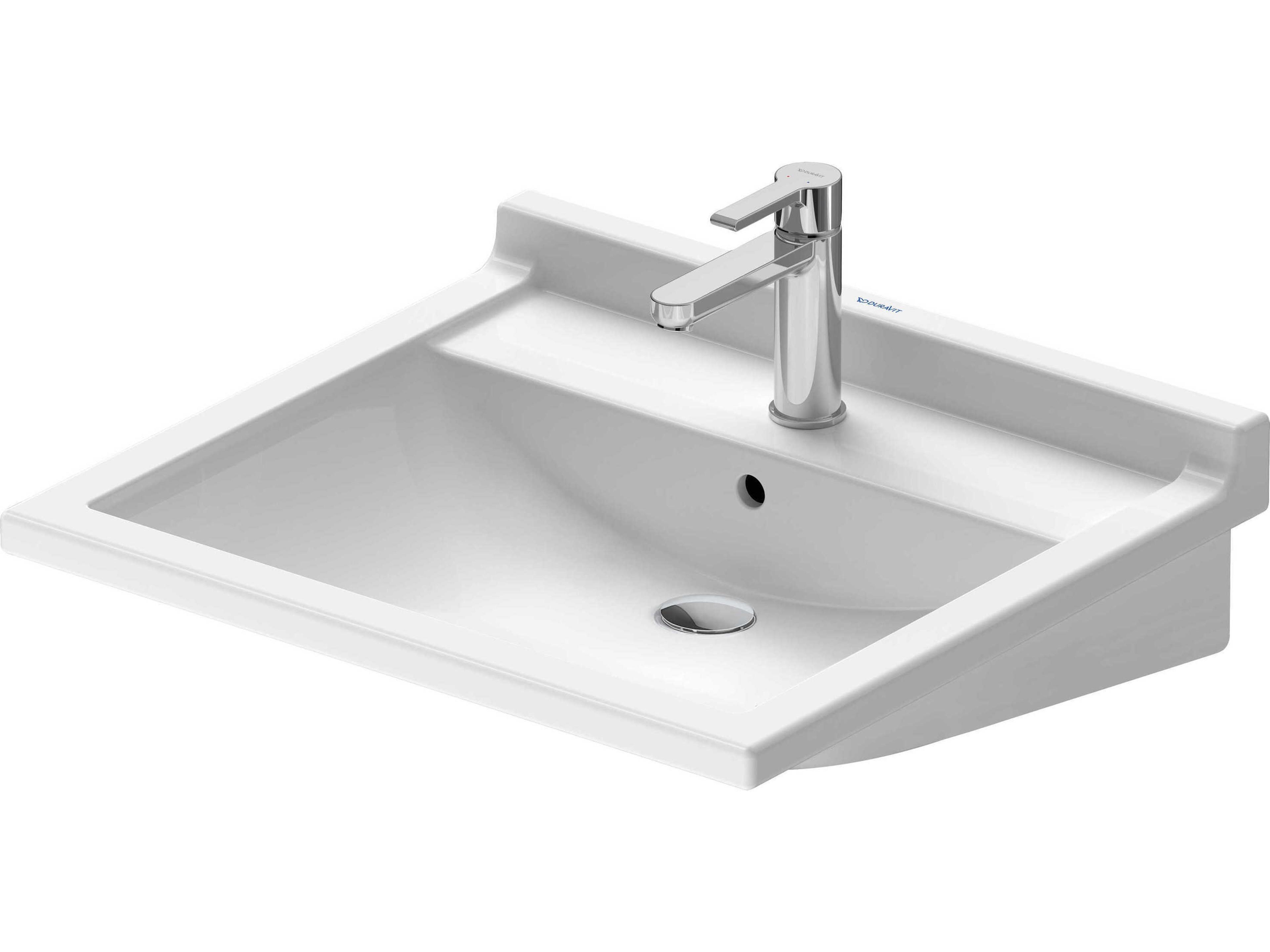 Starck 3 24'' Ceramic White High Gloss Sink with 1 Faucet Hole
