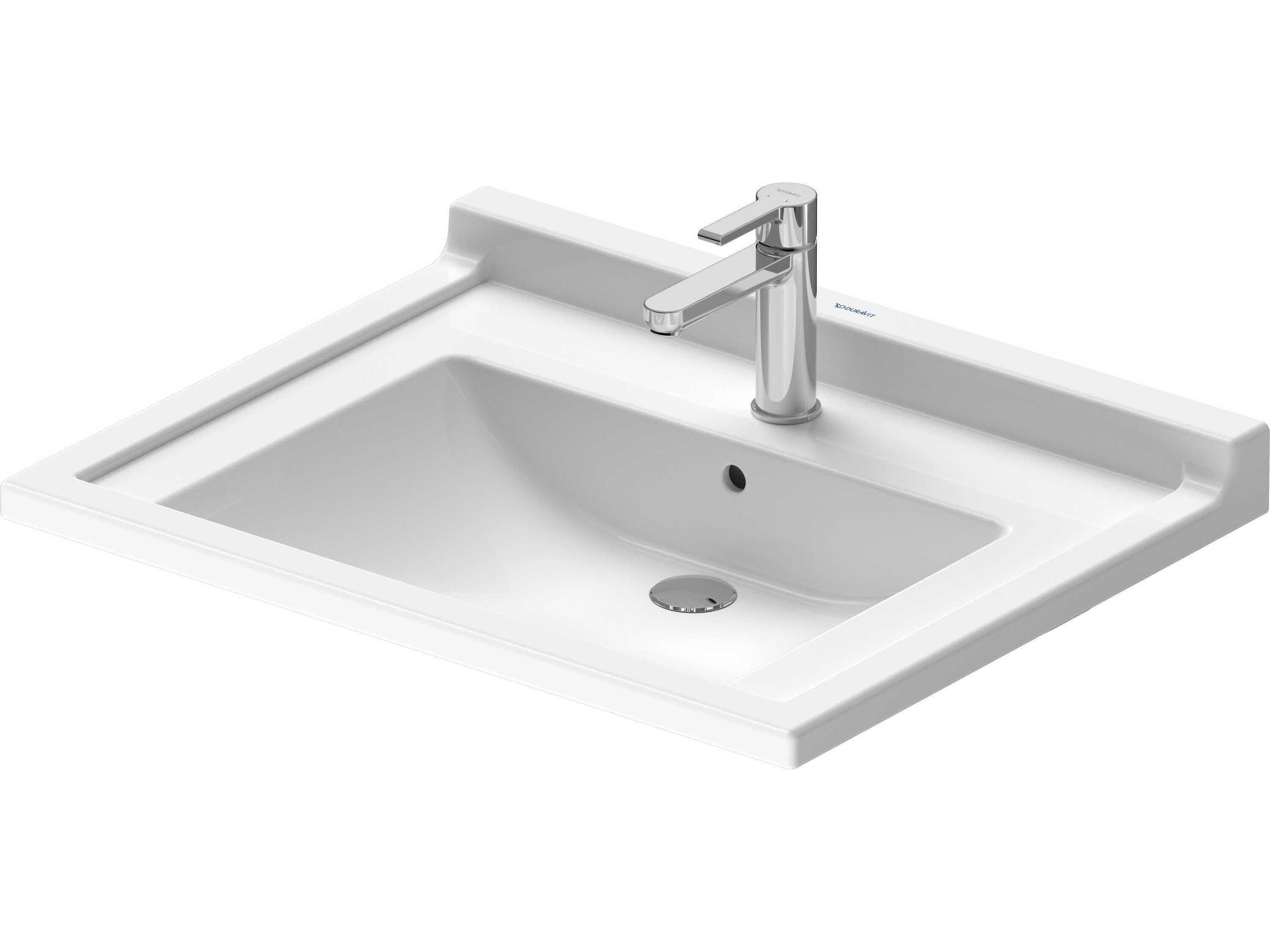 Starck 3 28'' Ceramic White High Gloss Sink with 1 Faucet Hole