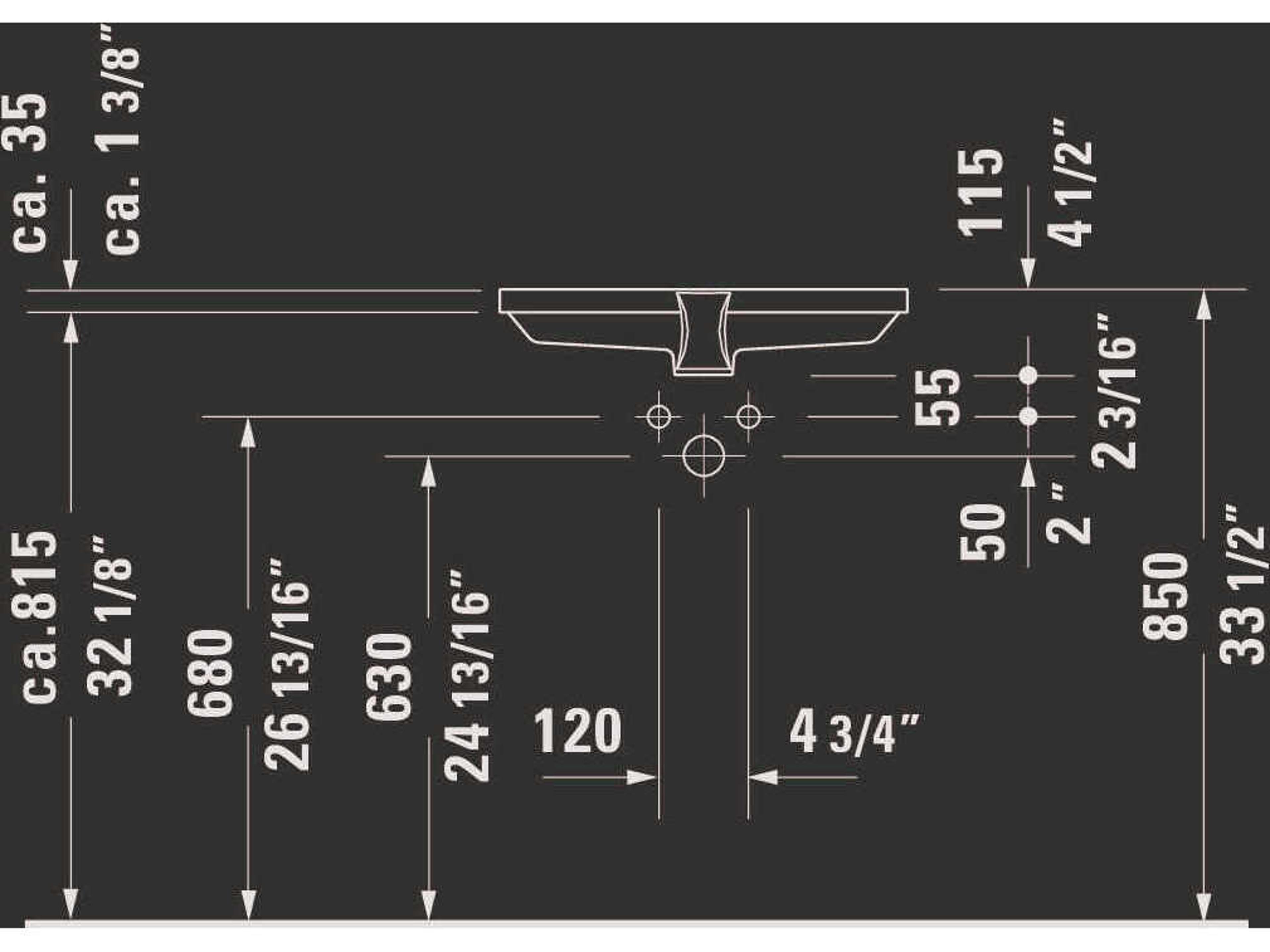 Duravit 2nd Floor 21'' White High Gloss Sink with no faucet holes