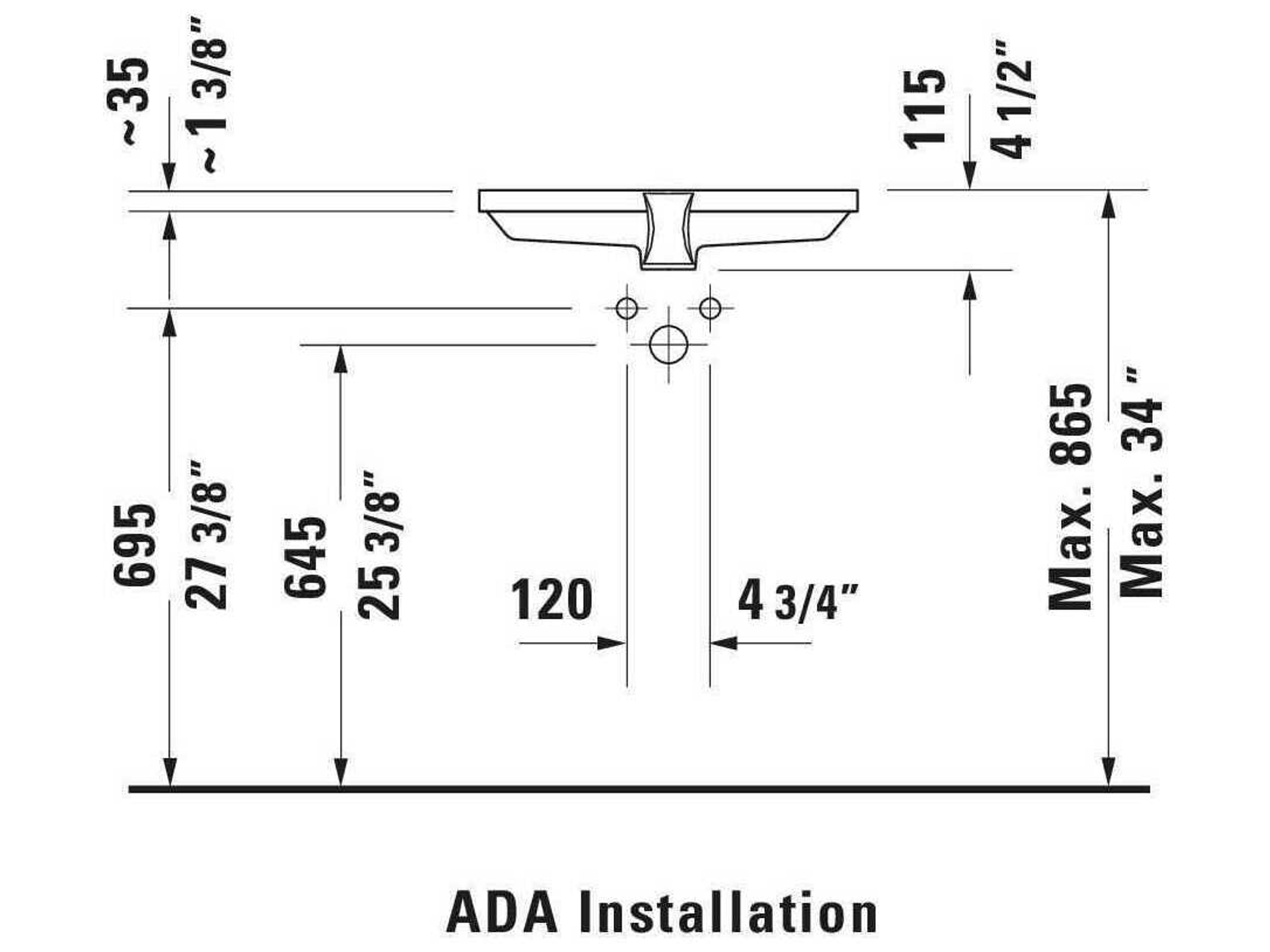 Duravit 2nd Floor 21'' White High Gloss Sink with no faucet holes