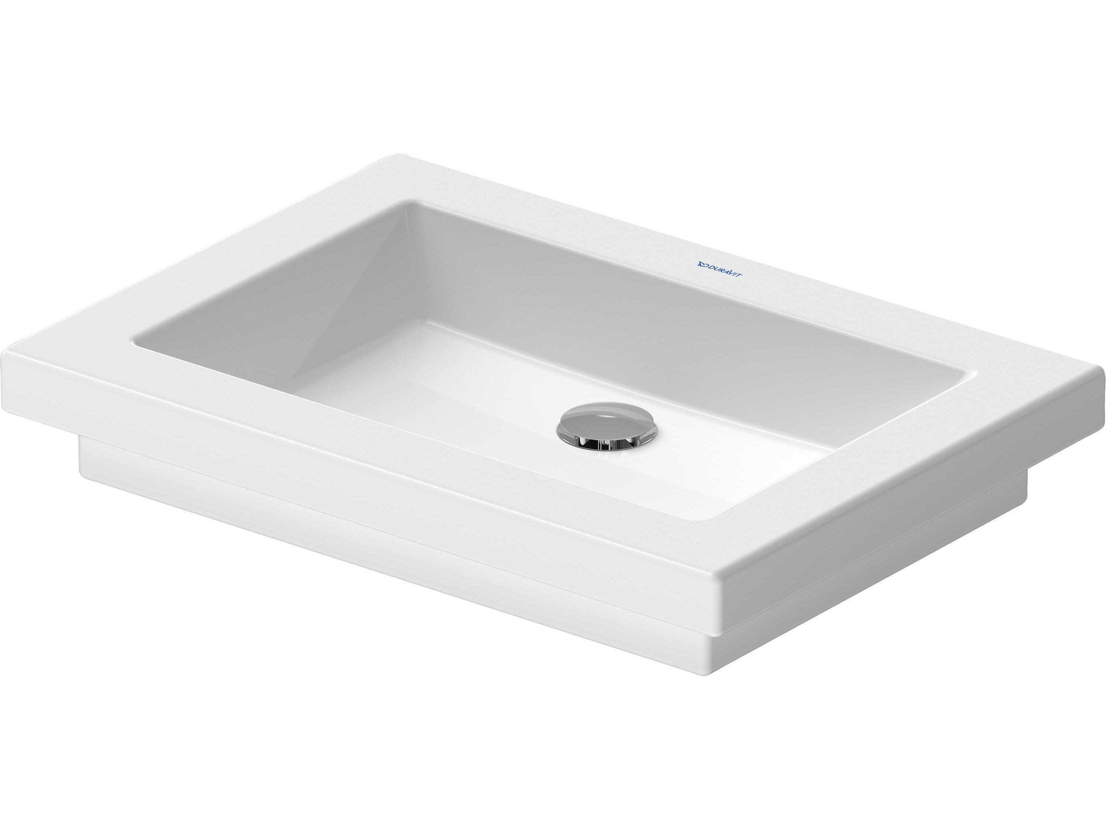 2nd Floor 23'' White High Gloss Sink with no faucet holes