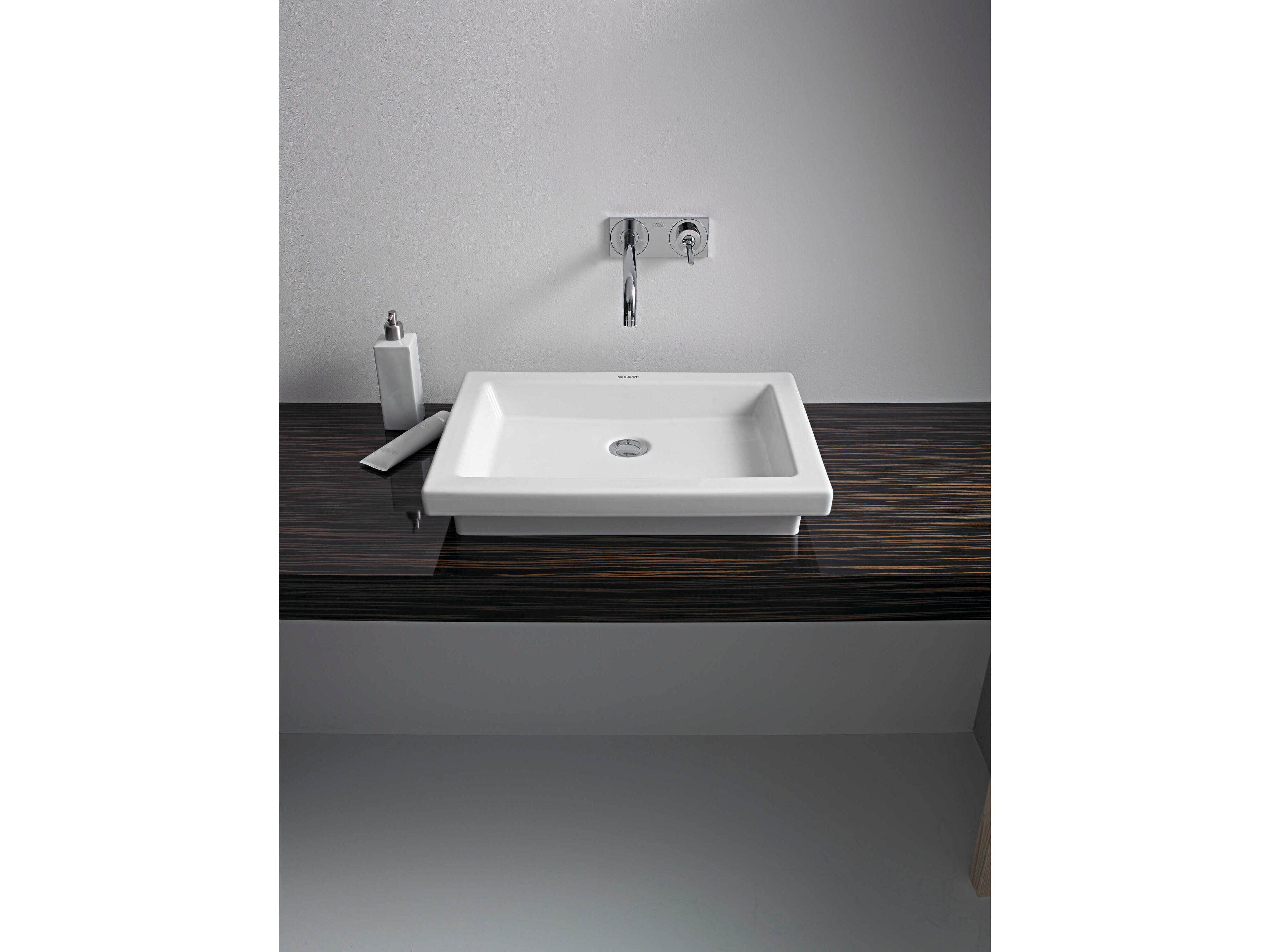 Duravit 2nd Floor 23'' White High Gloss Sink with no faucet holes
