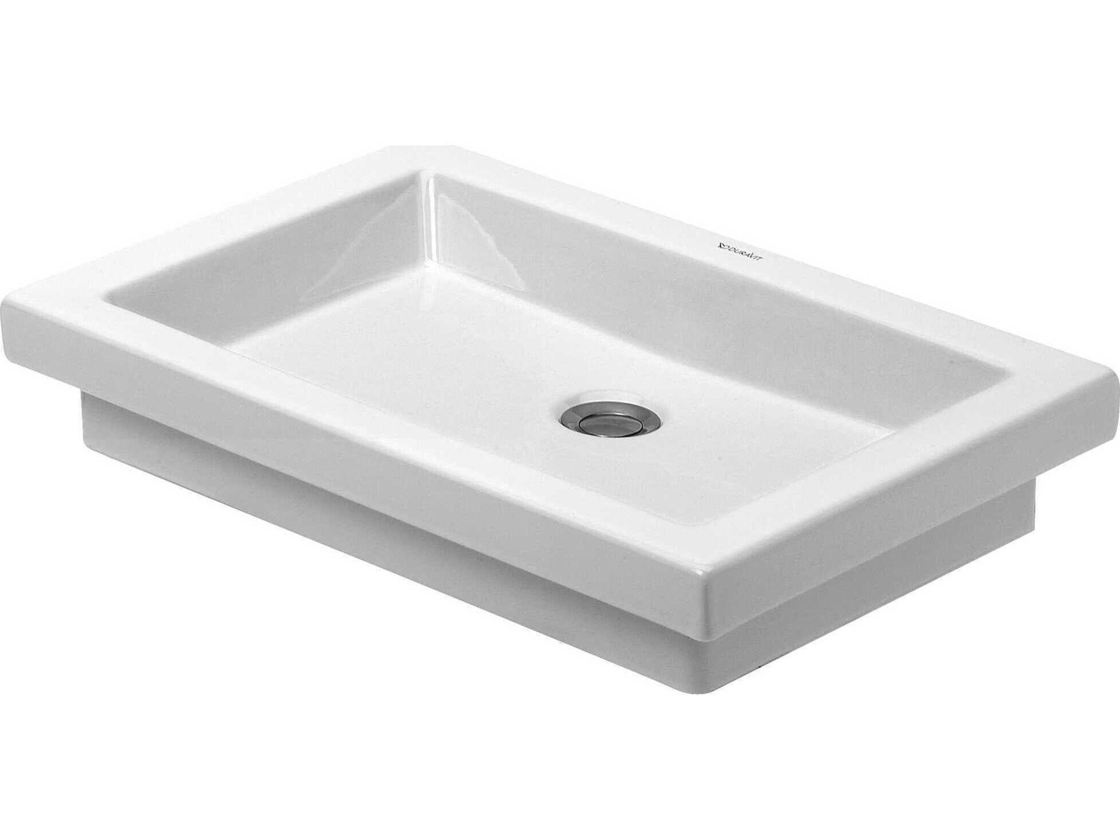 Duravit 2nd Floor 23'' White High Gloss Sink with no faucet holes