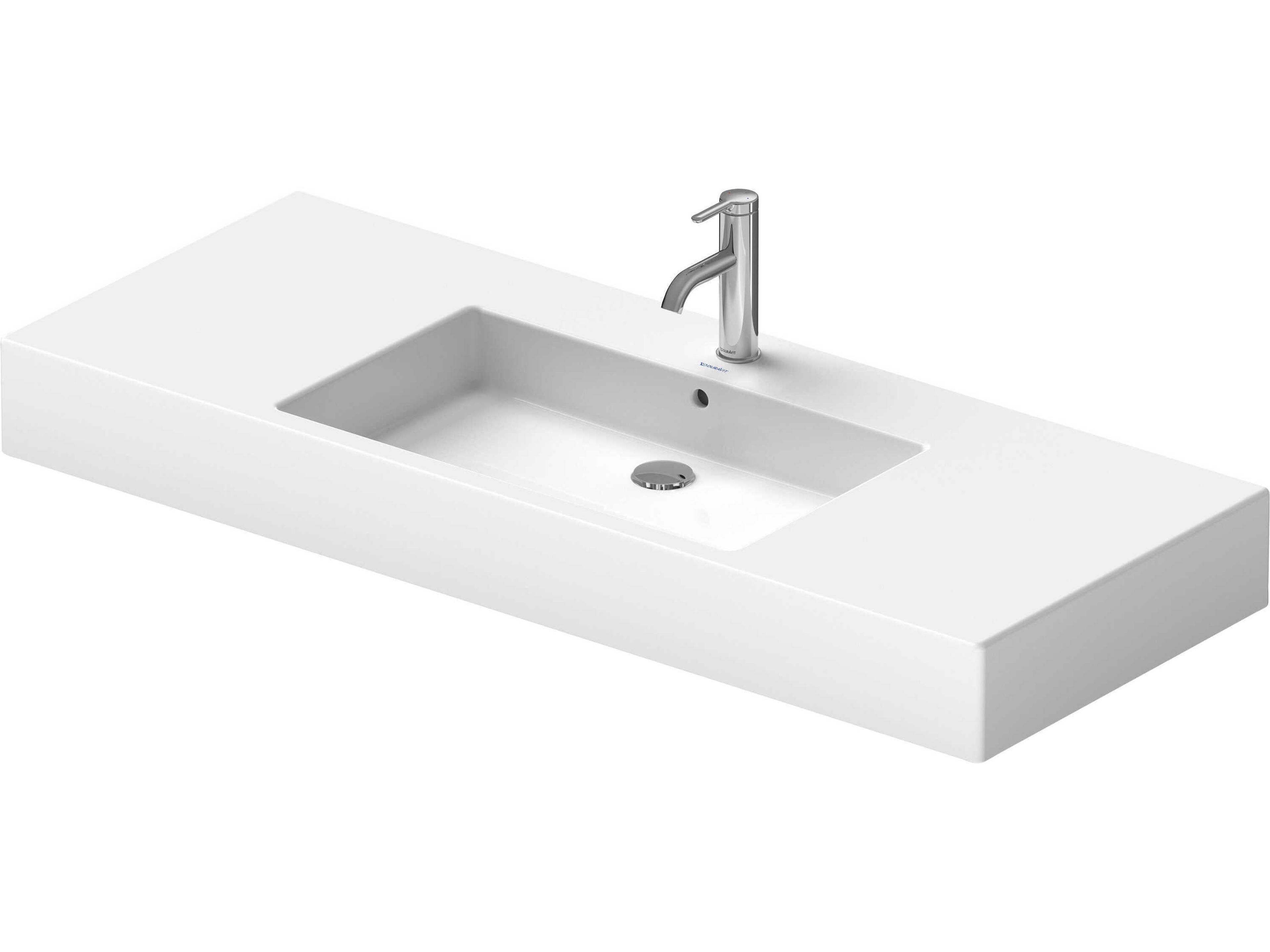 Vero 49'' Ceramic White High Gloss Sink with 1 Faucet Hole