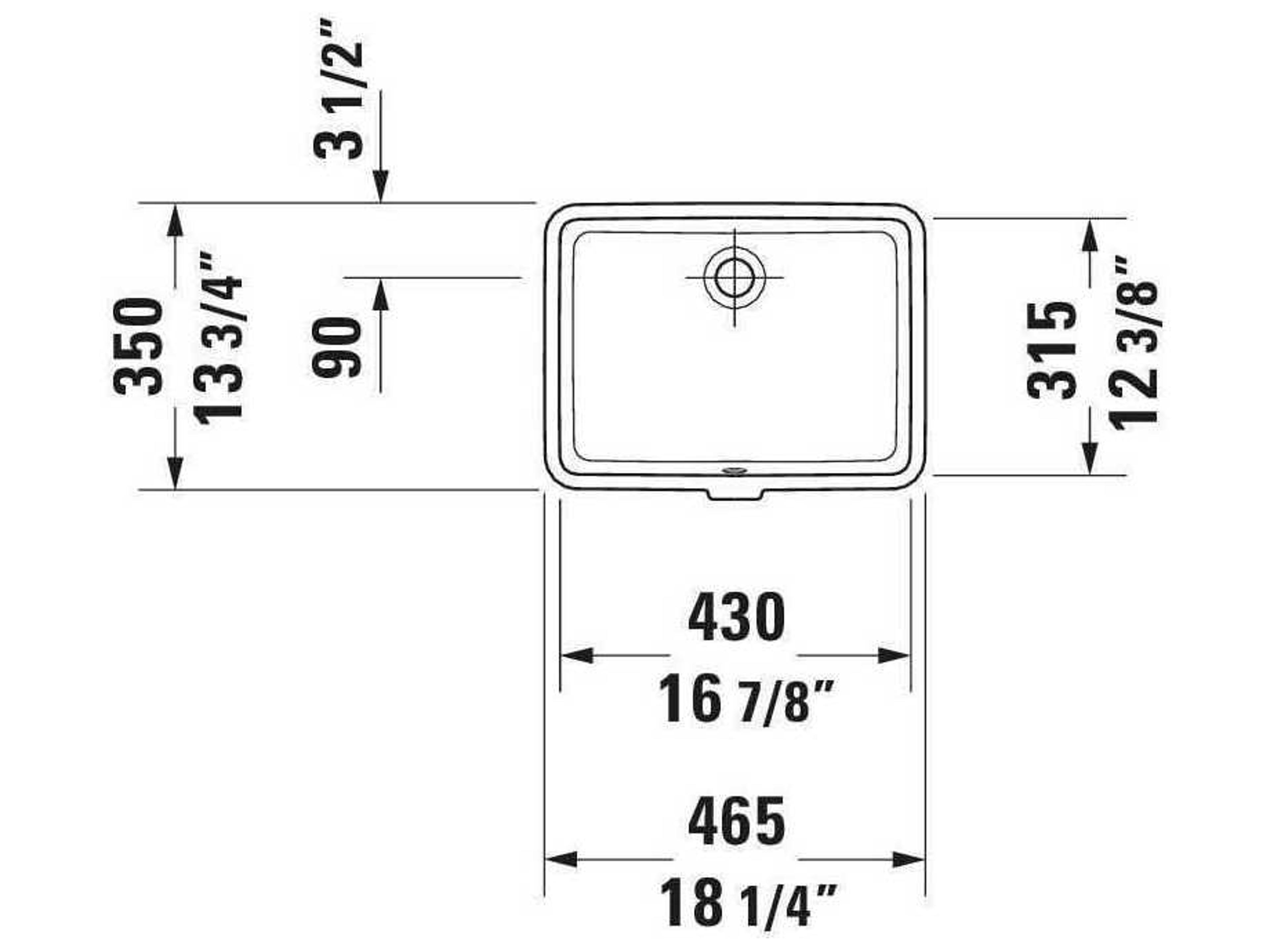 Duravit Vero 18'' Ceramic White High Gloss Undermount Sink with No Faucet Hole