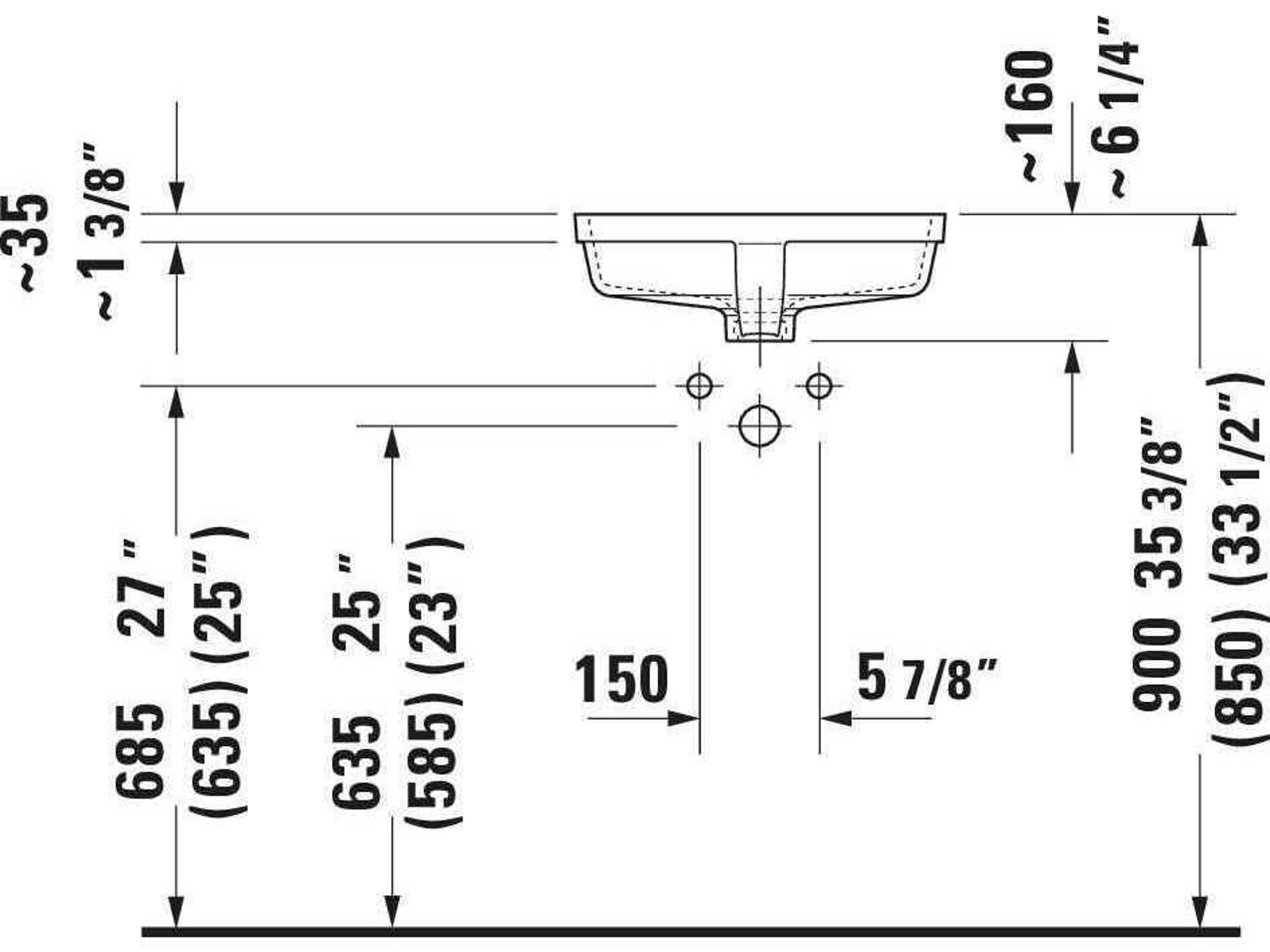 Duravit Vero 18'' Ceramic White High Gloss Undermount Sink with No Faucet Hole