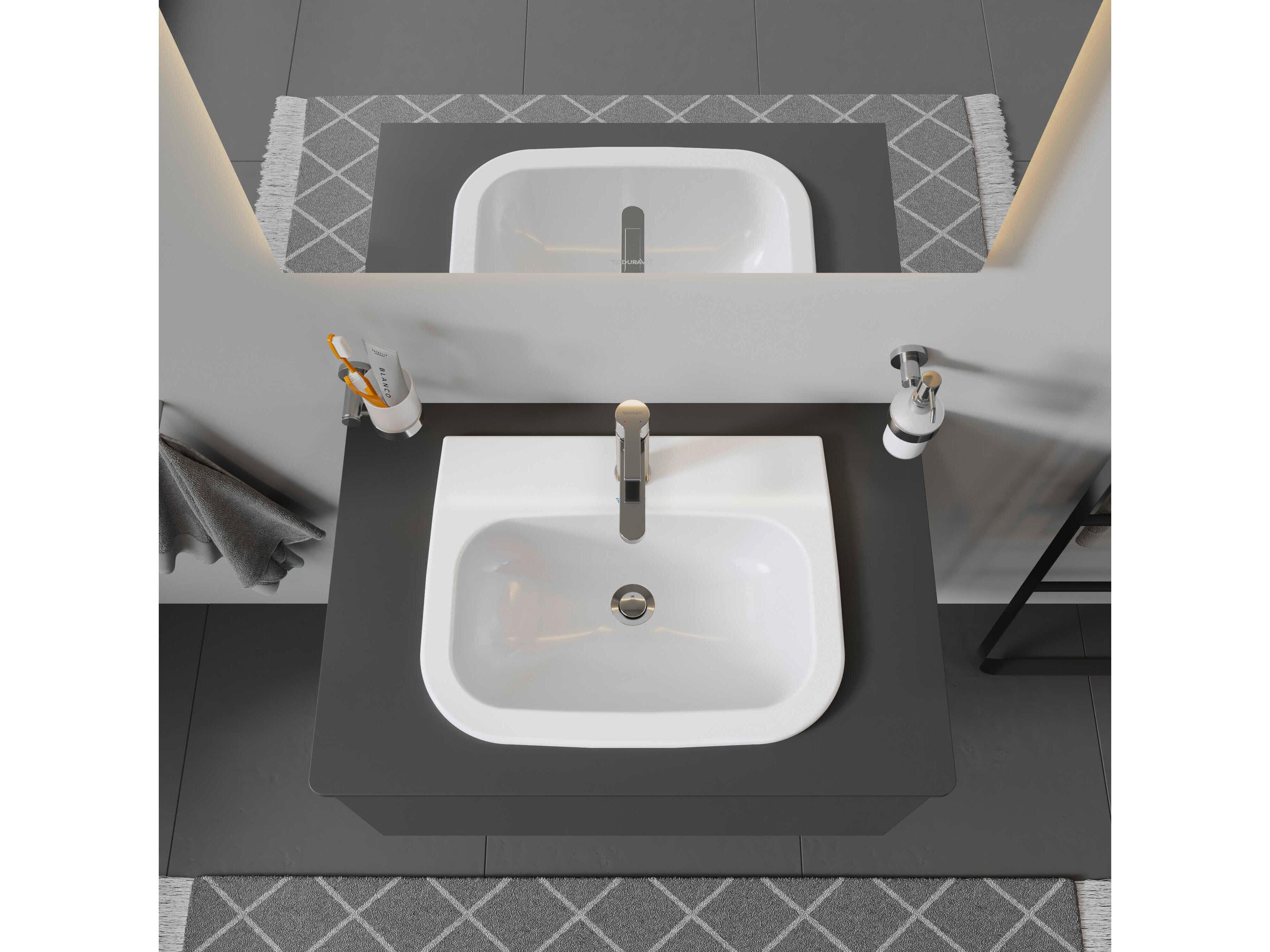 Duravit D-code 22'' Ceramic White High Gloss Undermount Sink with 1 Faucet hole