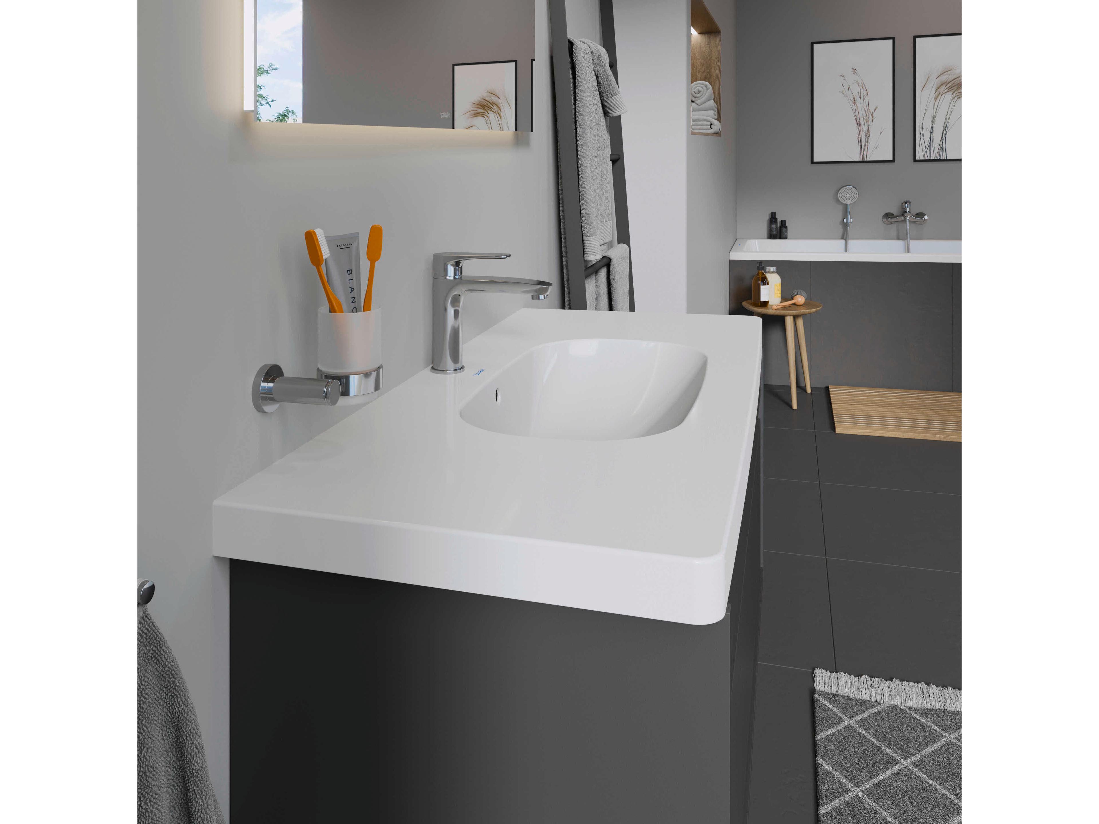 Duravit D-code 41'' Ceramic White High Gloss Sink with 1 Faucet hole