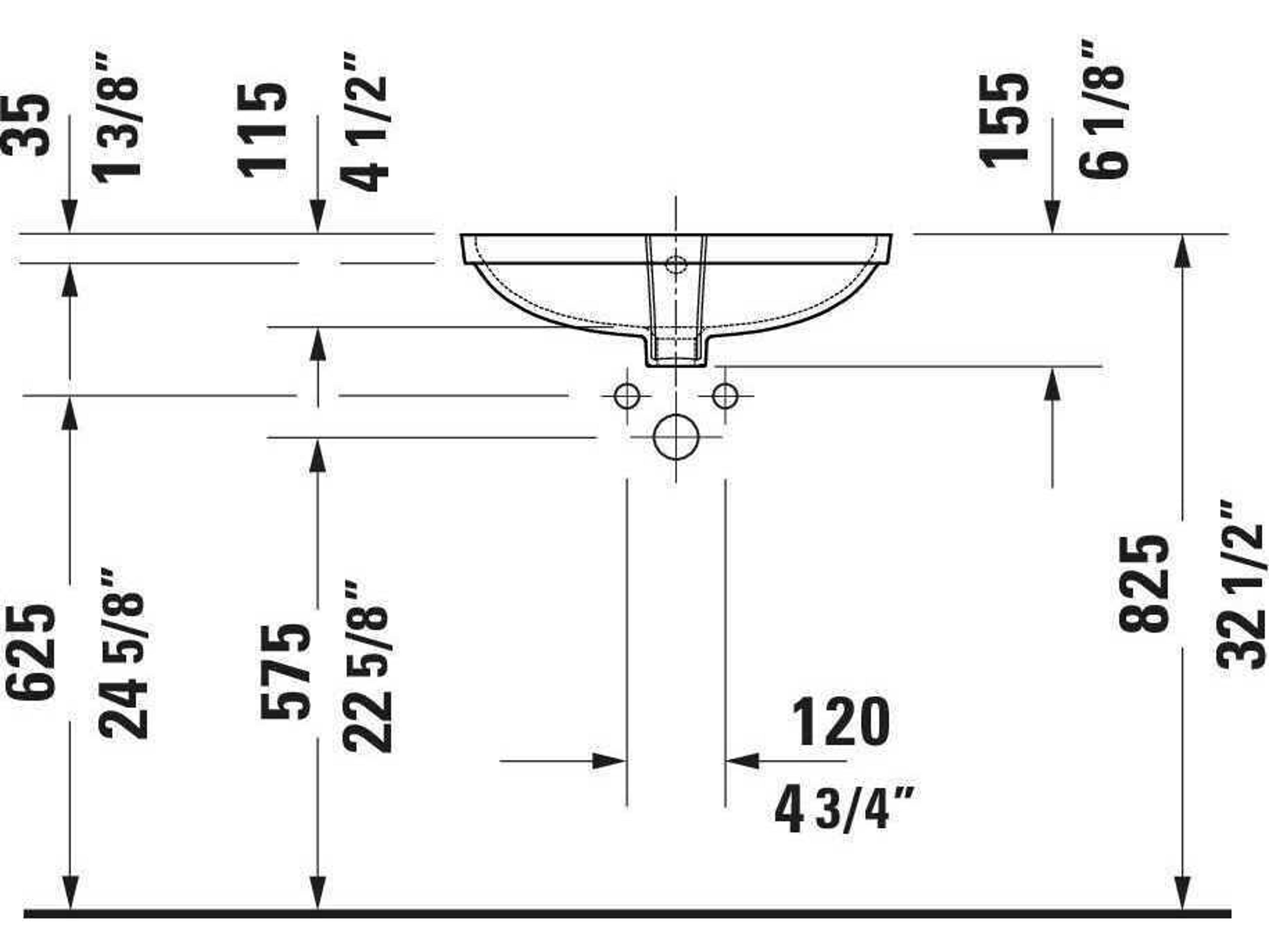 Duravit Me By Starck 21'' Ceramic White High Gloss Undermount Sink with No Faucet Hole