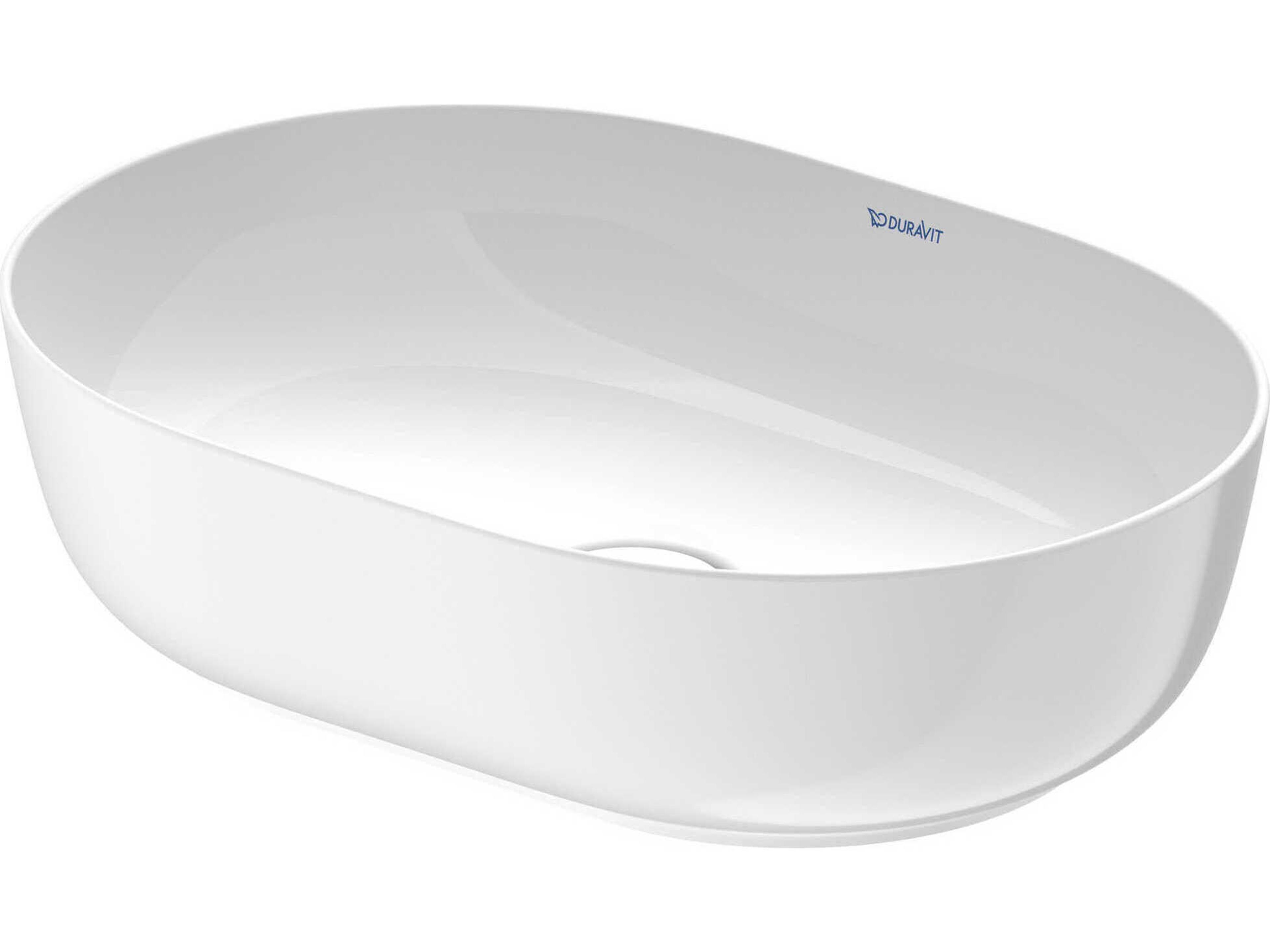 Luv 19'' White High Glos Washbowl Sink with No Faucet Holes