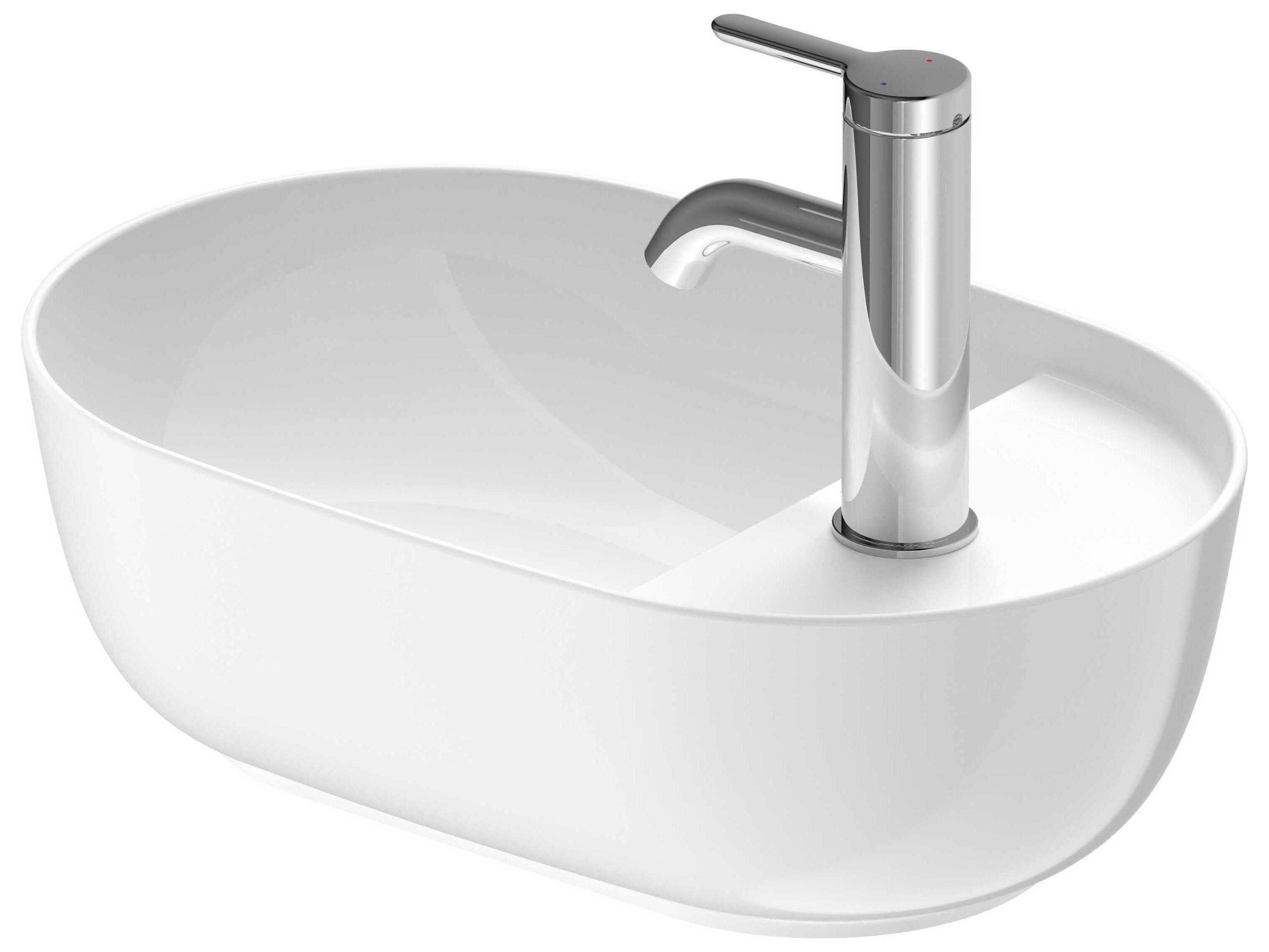 Luv 17'' White High Glos Washbowl Sink with 1 Faucet Holes