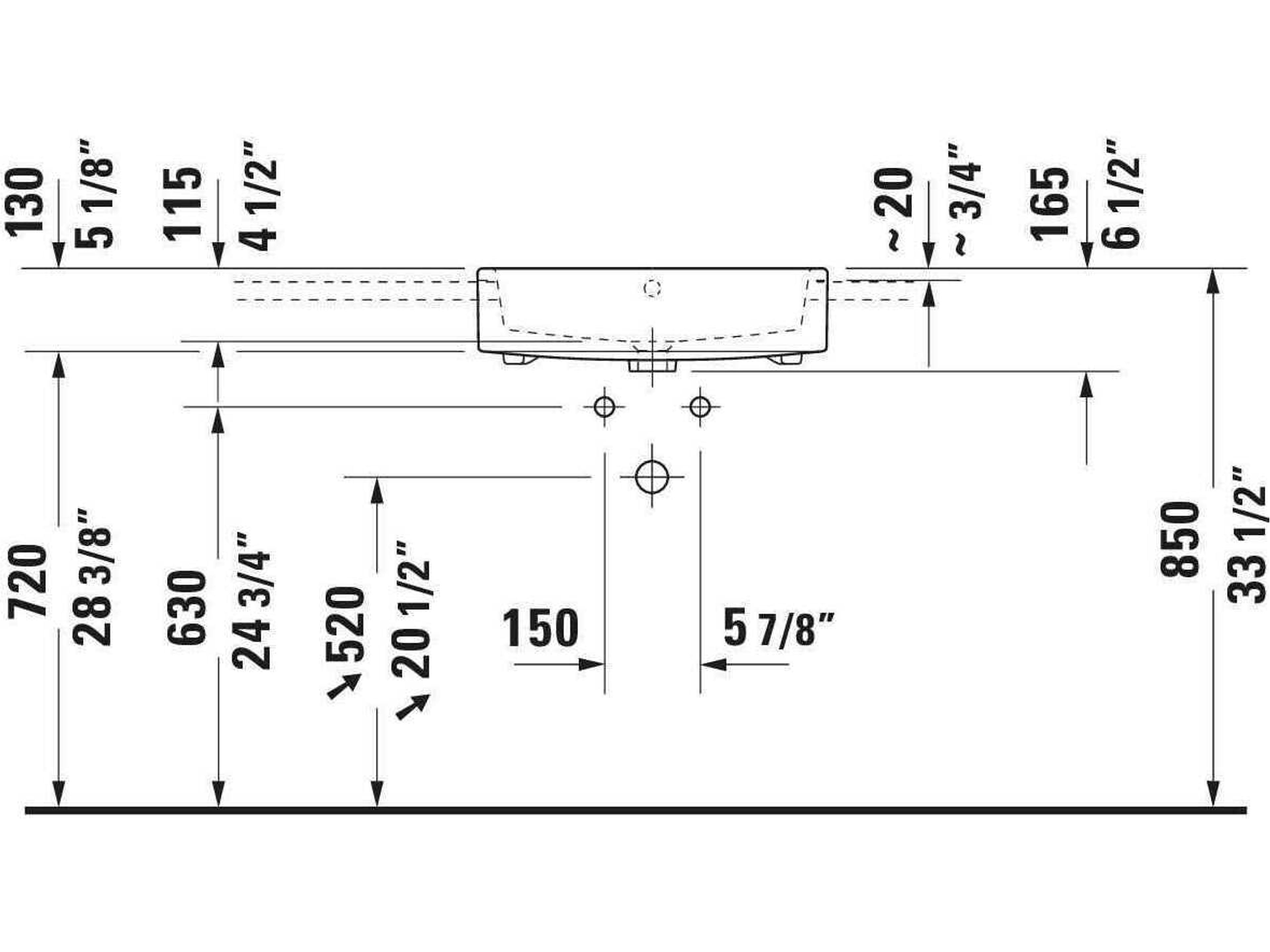 Duravit Vero 22'' Ceramic White High Gloss Undermount Sink with No Faucet Hole