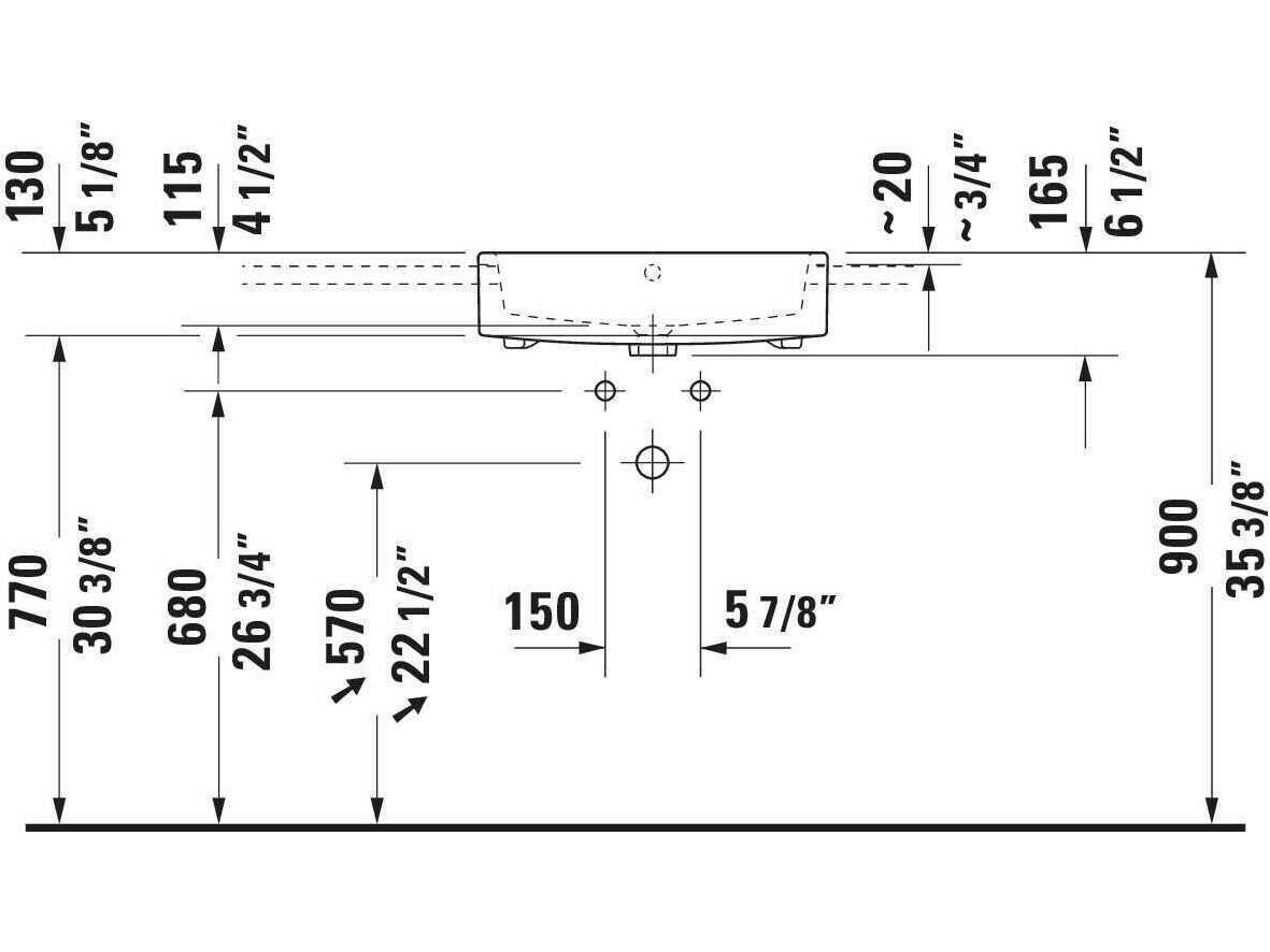 Duravit Vero 22'' Ceramic White High Gloss Undermount Sink with No Faucet Hole