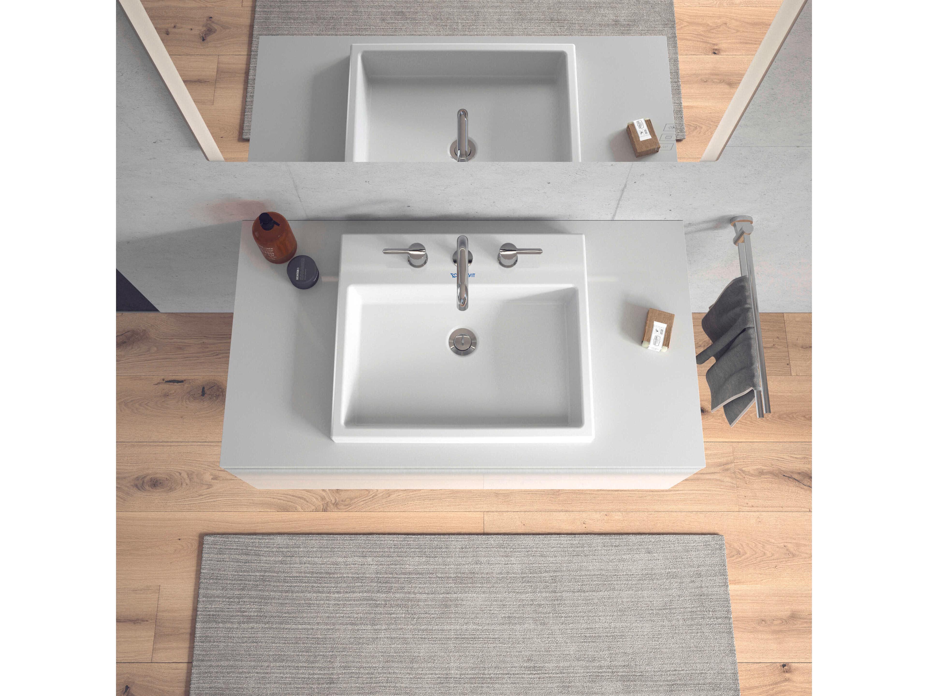 Duravit Vero 22'' Ceramic White High Gloss Undermount Sink with 3 Faucet Hole
