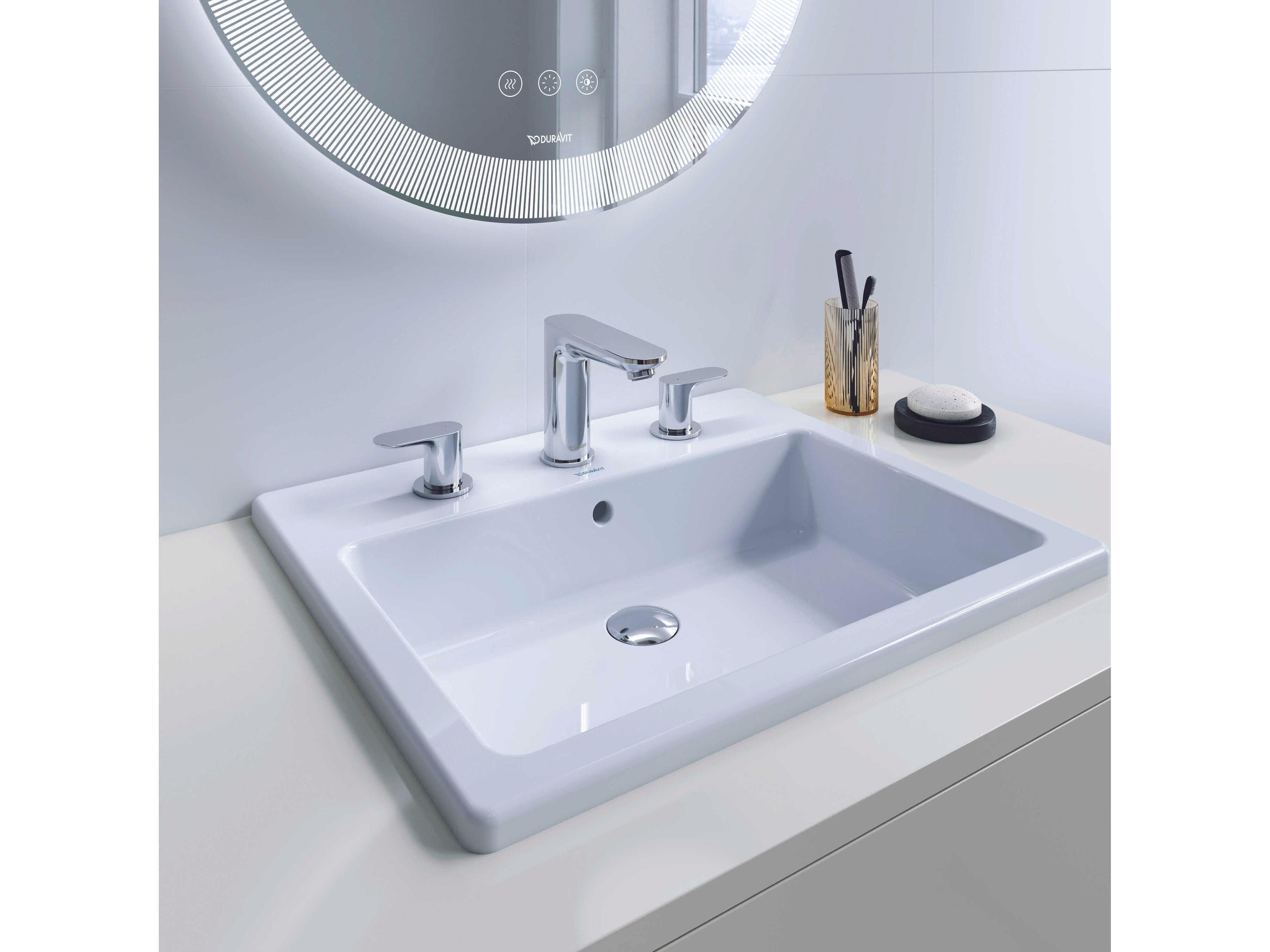 Duravit Vero 22'' Ceramic White High Gloss Undermount Sink with 3 Faucet Hole