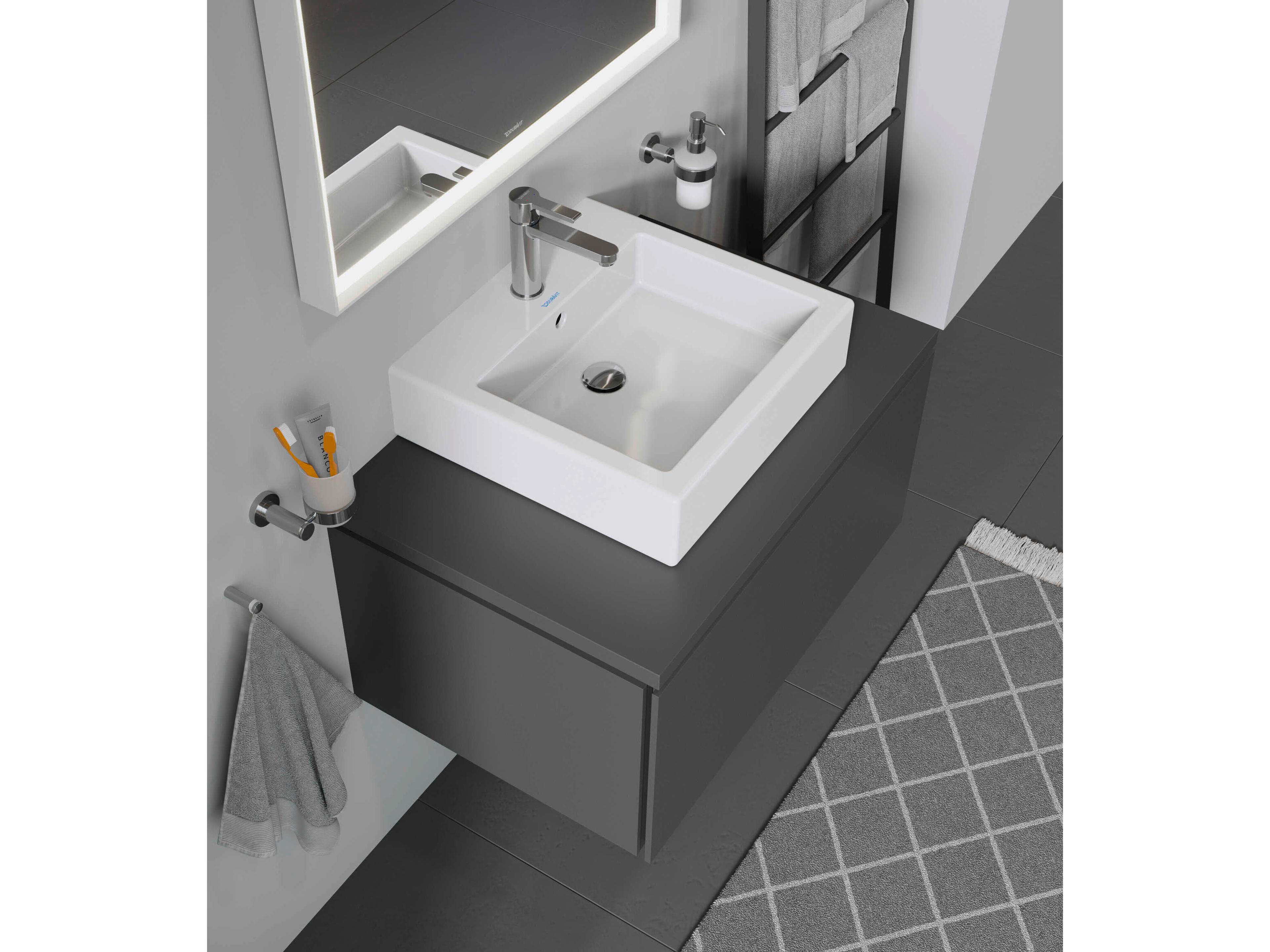 Duravit Vero 20'' Ceramic White High Gloss Sink with 1 Faucet Hole - Ground