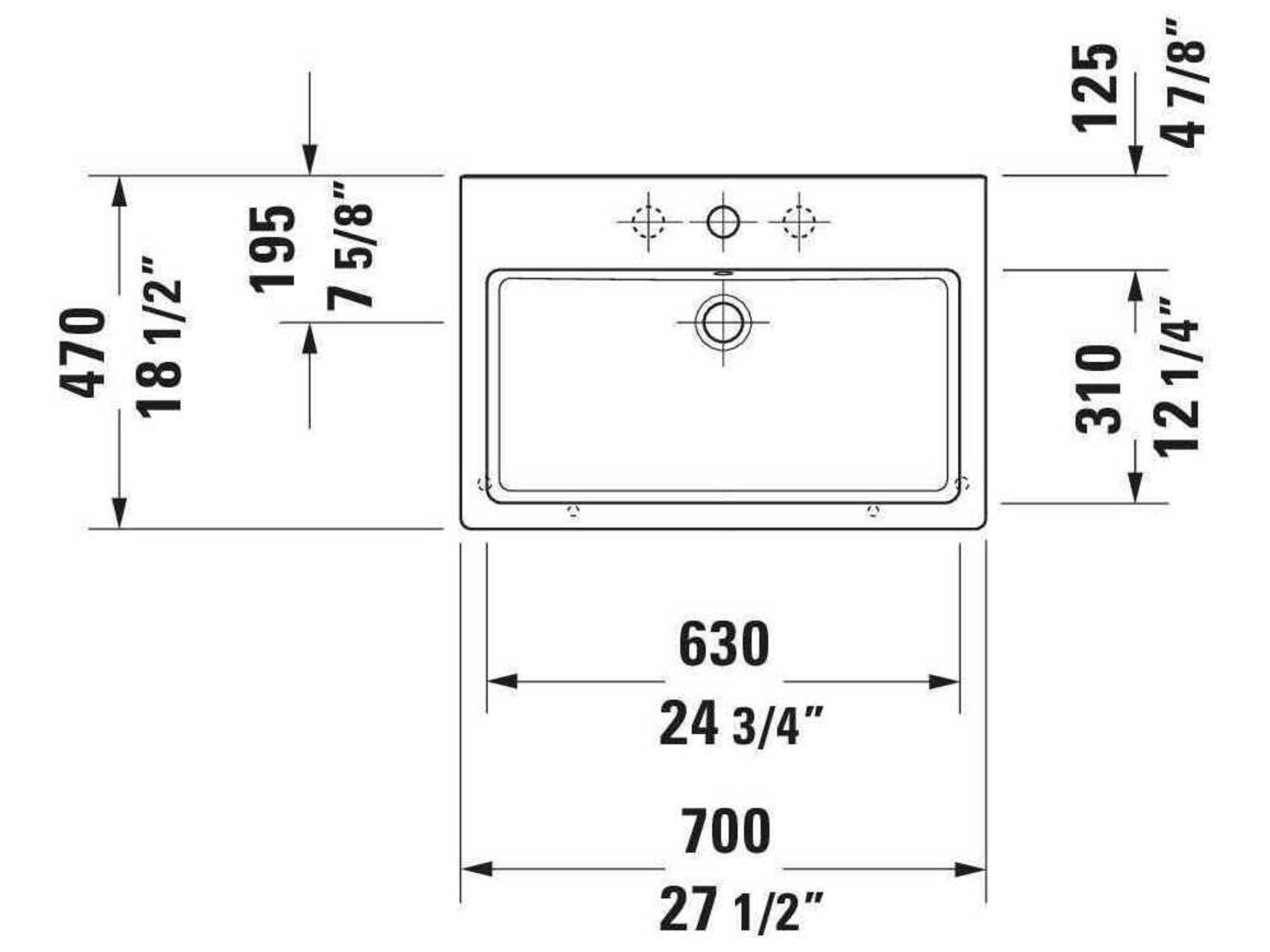 Duravit Vero 28'' Ceramic White High Gloss Sink with 1 Faucet Hole -Ground