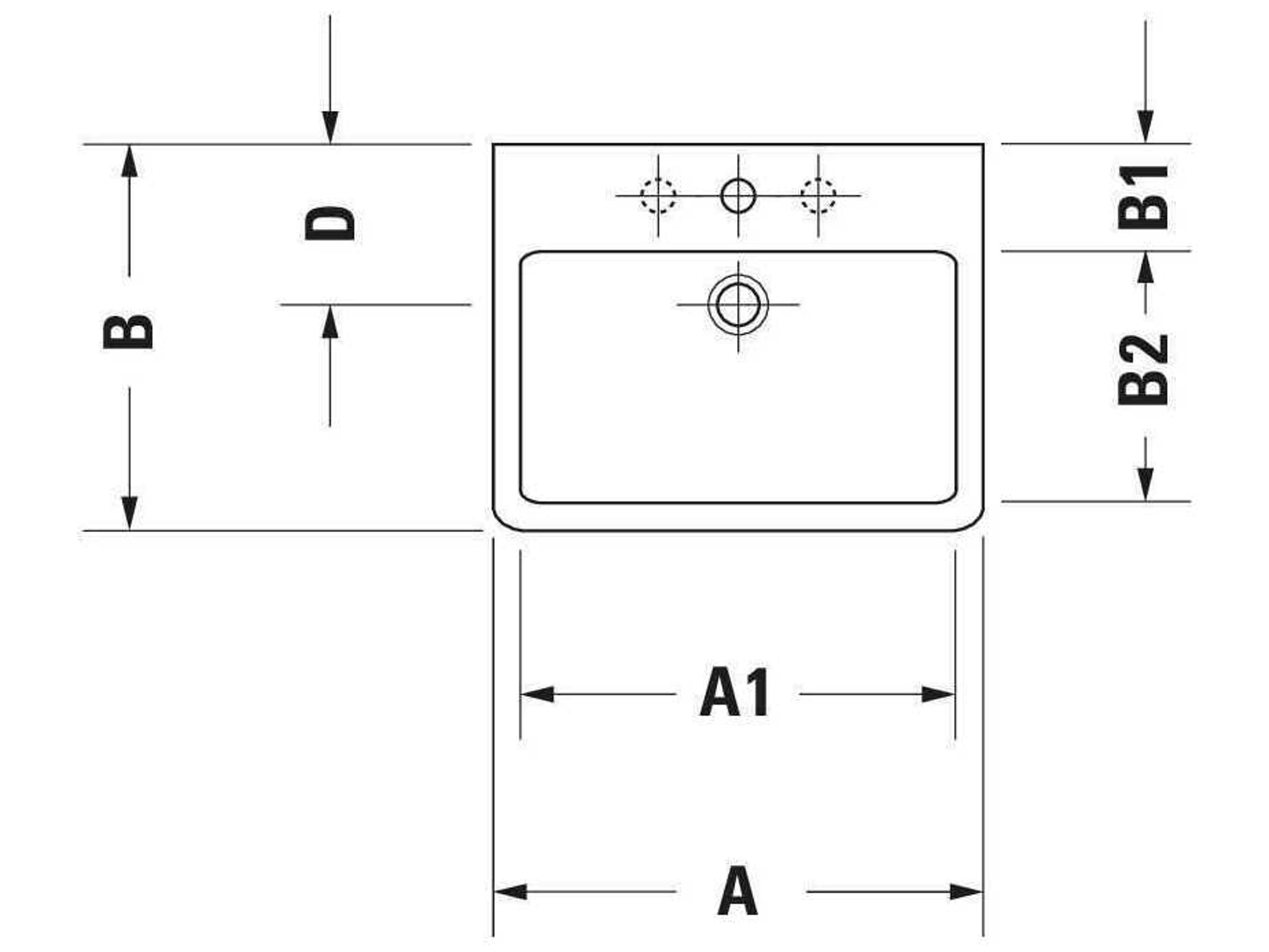Duravit Vero 32'' Ceramic White High Gloss Sink with 3 Faucet Hole - Ground