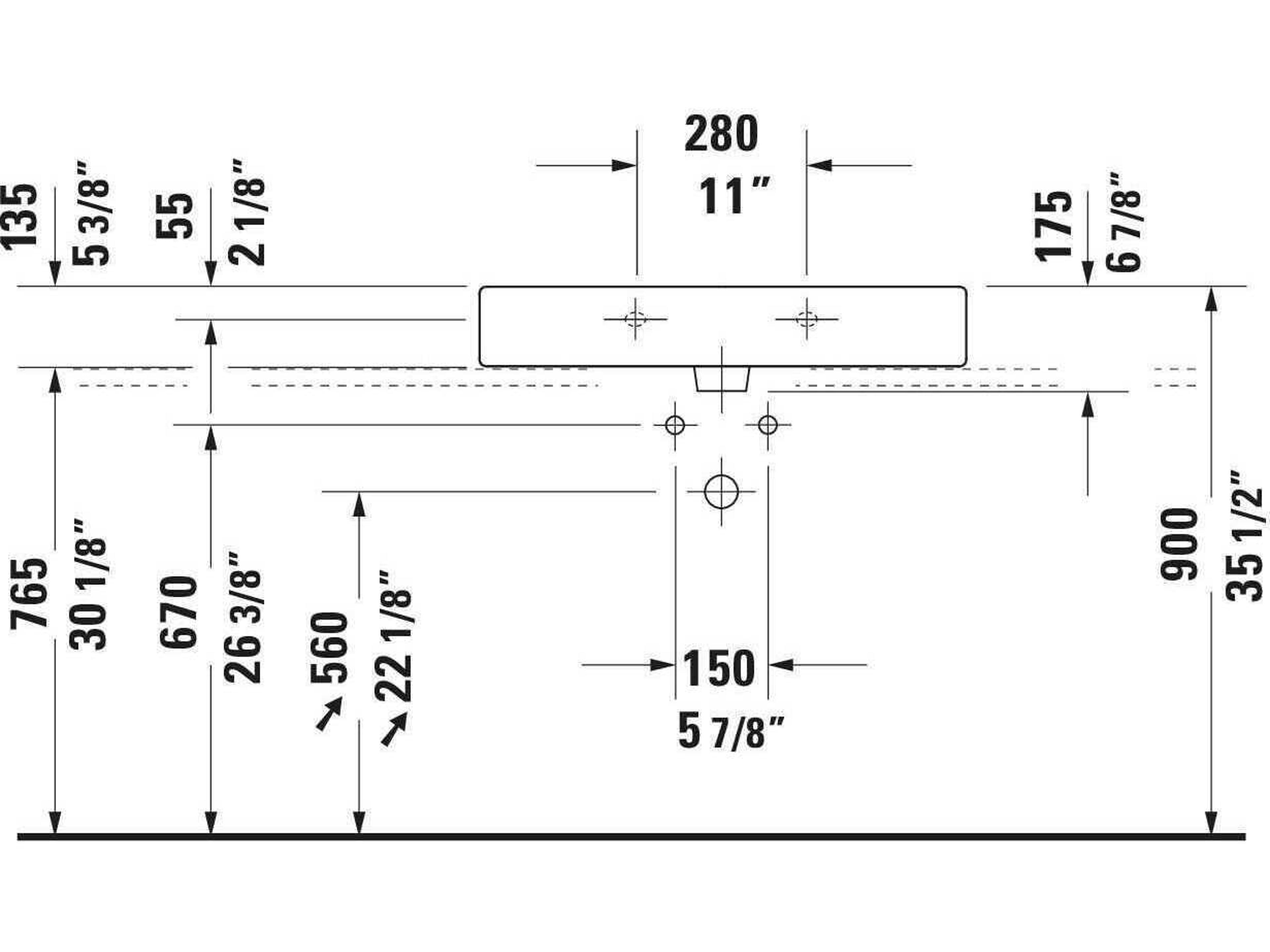 Duravit Vero 32'' Ceramic White High Gloss Sink with 3 Faucet Hole