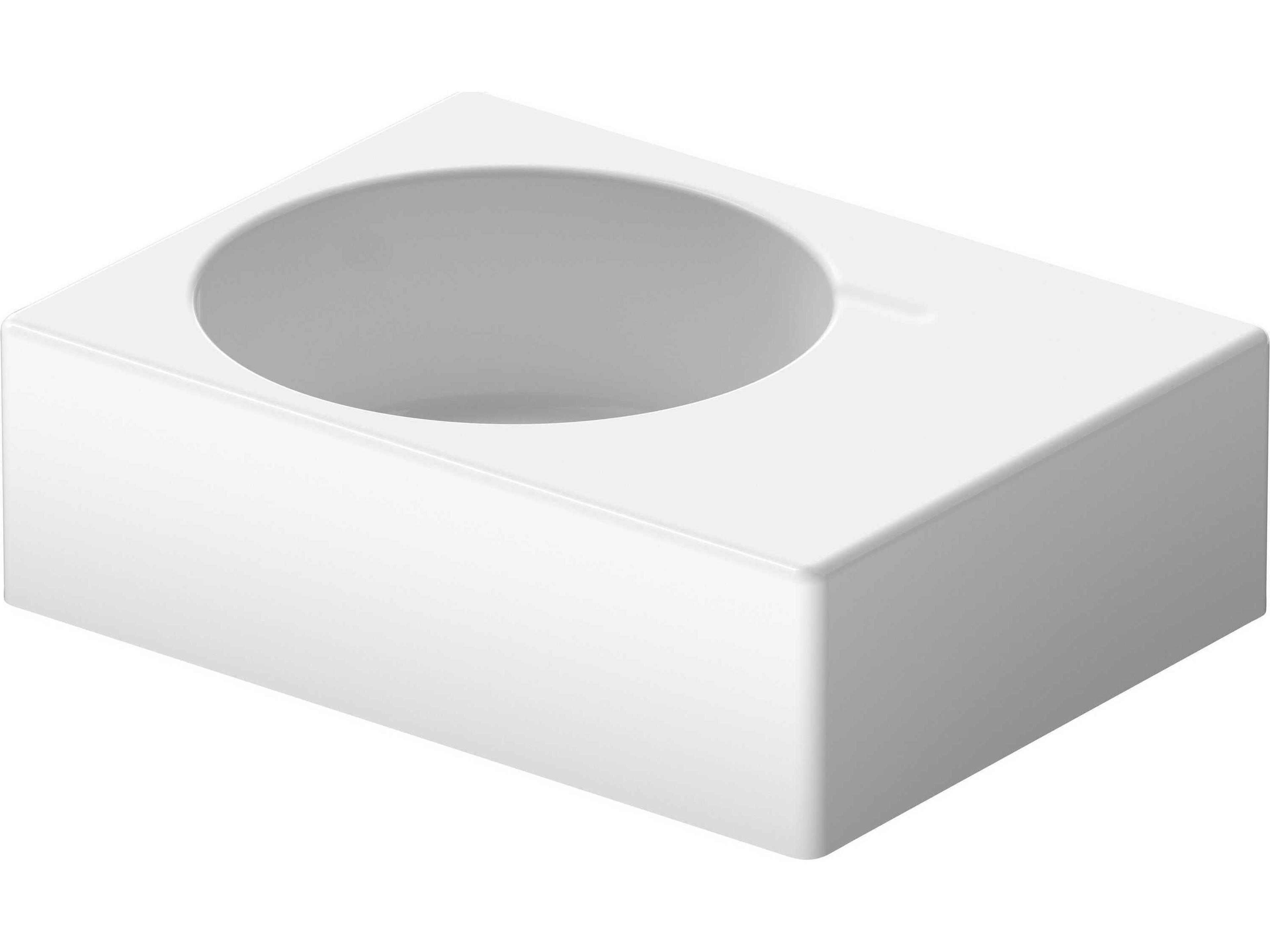 Design 24'' Rectangular Ceramic White High Gloss Undermount Sink with 1 faucet hole - Left sided basin
