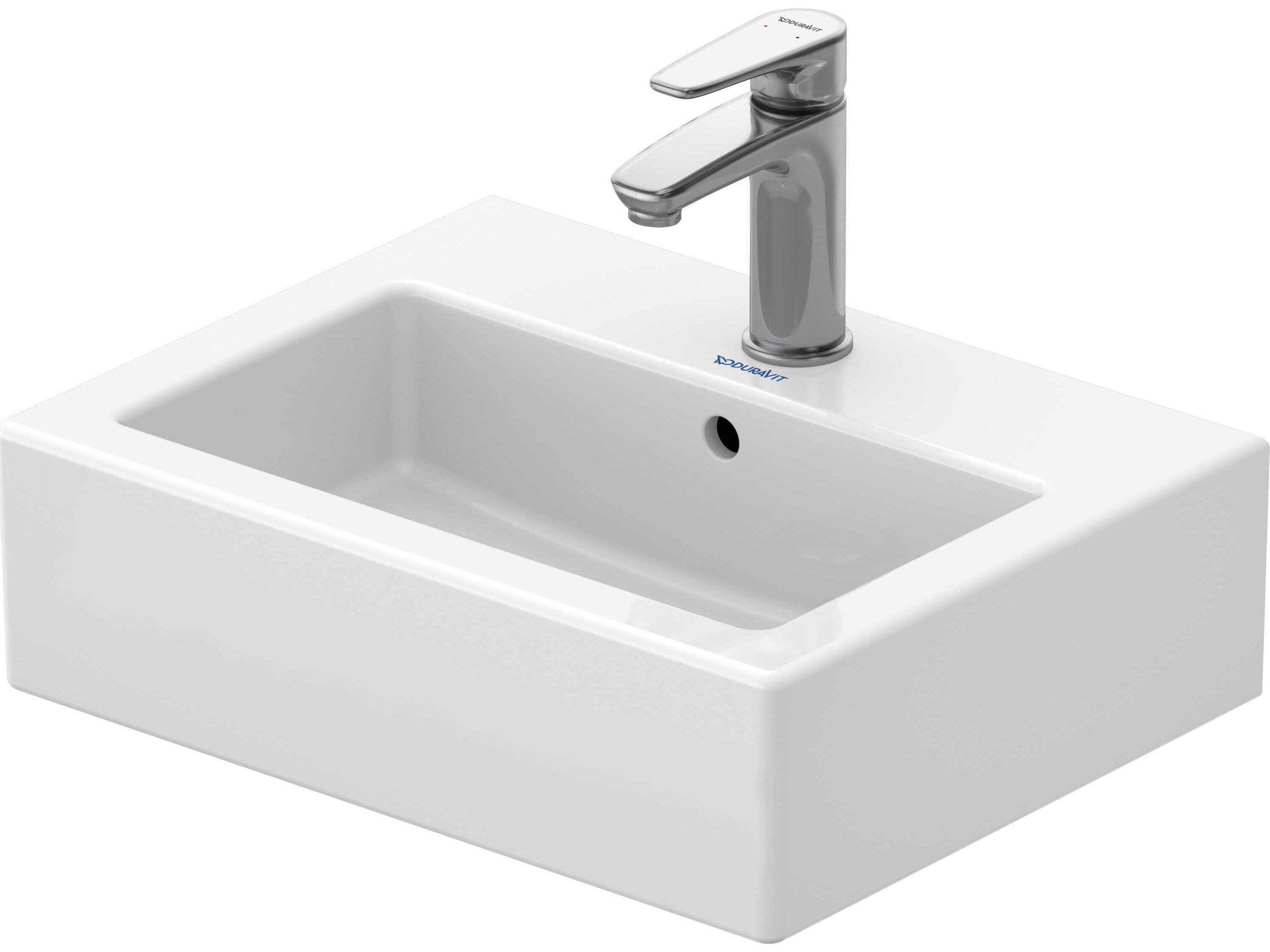 Duravit Vero 18'' Ceramic White High Gloss Hand Sink with 1 Faucet Hole - Ground