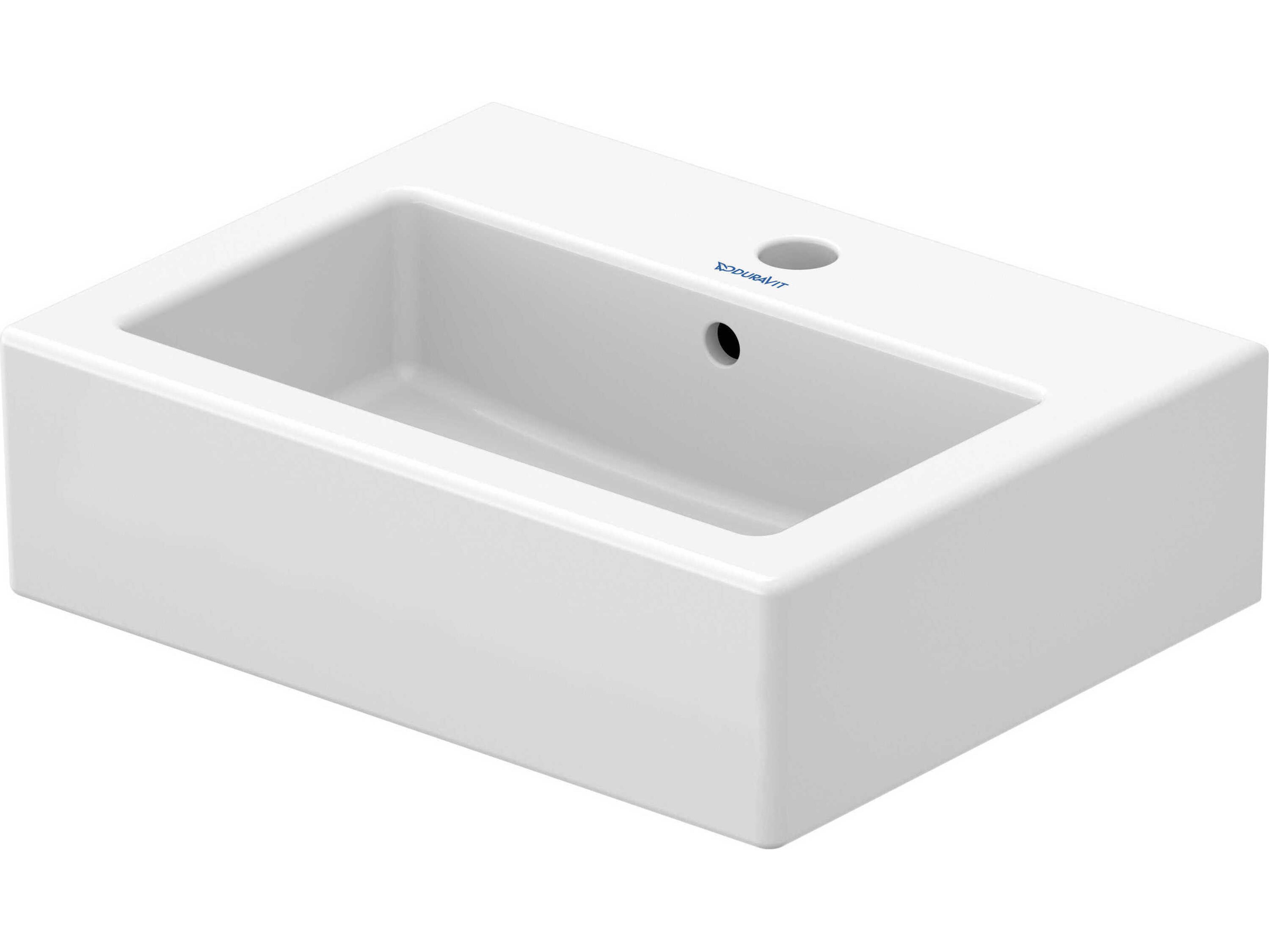 Duravit Vero 18'' Ceramic White High Gloss Hand Sink with 1 Faucet Hole - Ground