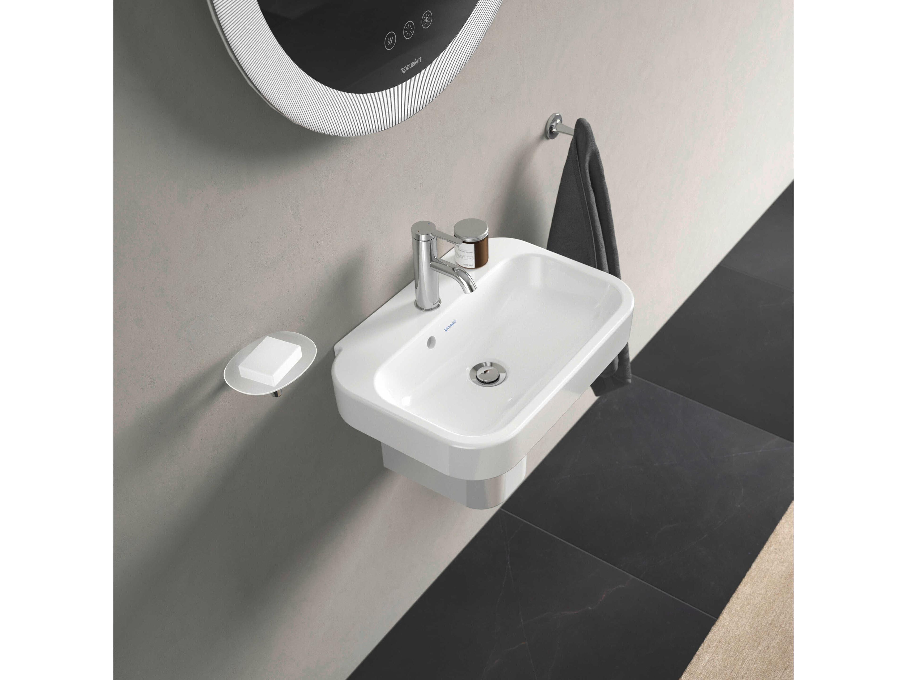 Duravit Happy D.2 20'' Ceramic White High Gloss Hand Sink with 1 Faucet Hole