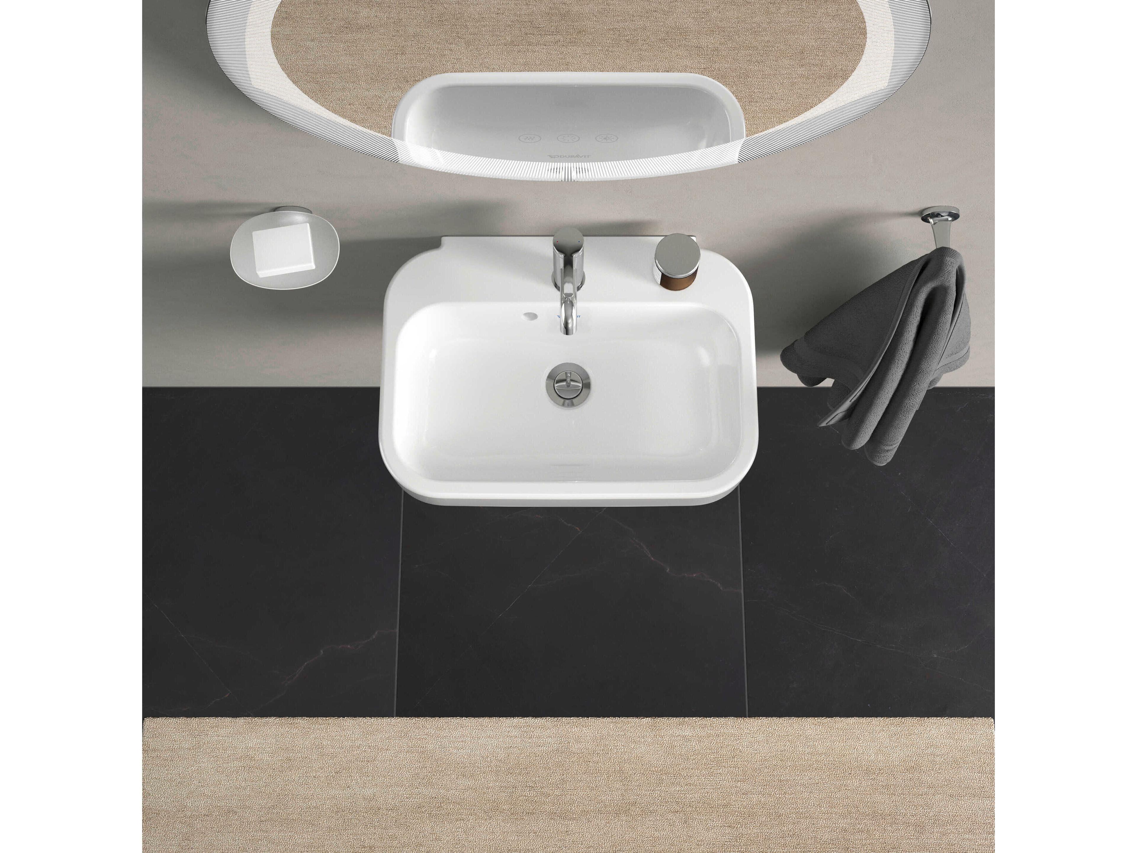Duravit Happy D.2 20'' Ceramic White High Gloss Hand Sink with 1 Faucet Hole