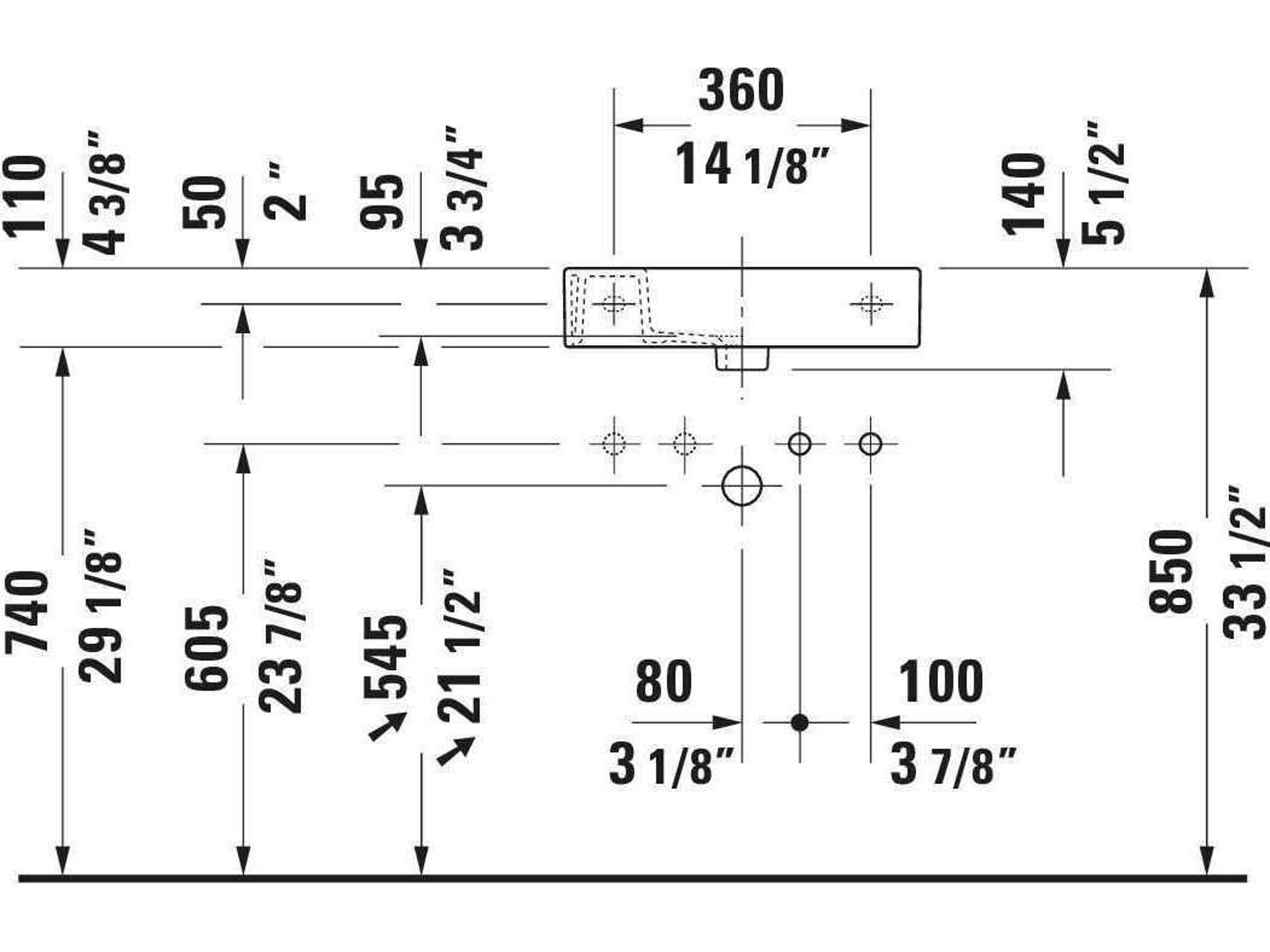 Duravit Vero 20'' Ceramic White High Gloss Hand Sink with 1 Right Side Faucet Hole